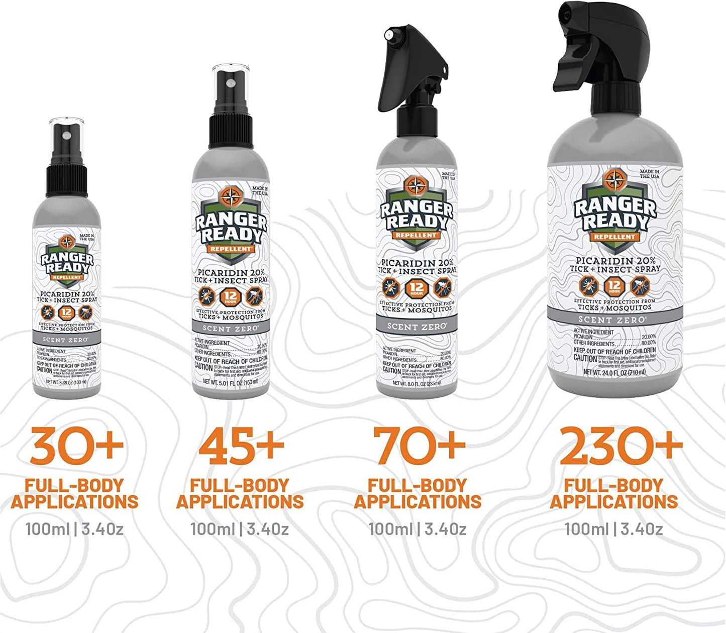 Ranger Ready Repellents Picaridin Insect Repellent Spray - Mosquito Repellent and Tick Spray, Scent Zero, Travel Size Bug Spray (3.4 oz, Pack of 1)