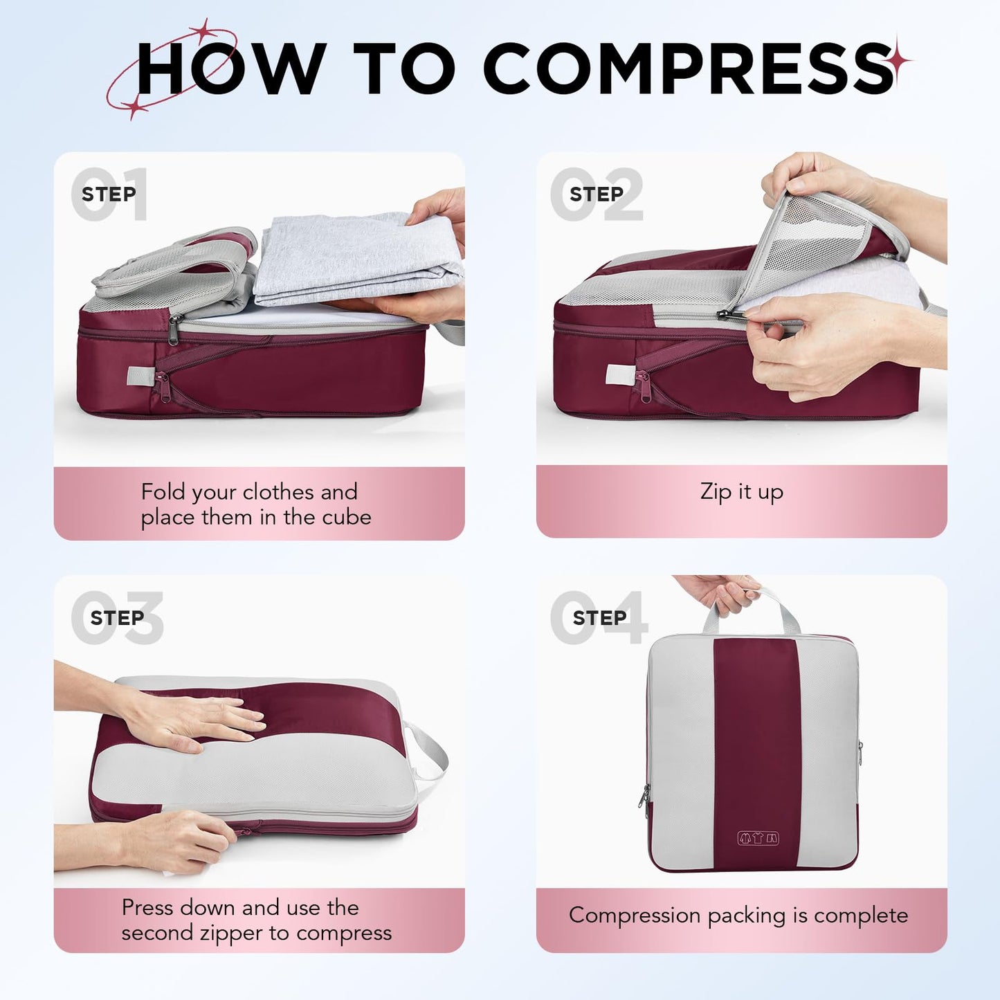 10 Set Compression Packing Cubes for Travel Essentials,Compressible Expandable Packing Cubes for Suitcase,OlarHike Luggage Organizer Bags for Travel,Handy Helper for Organizing Clothes(Black)