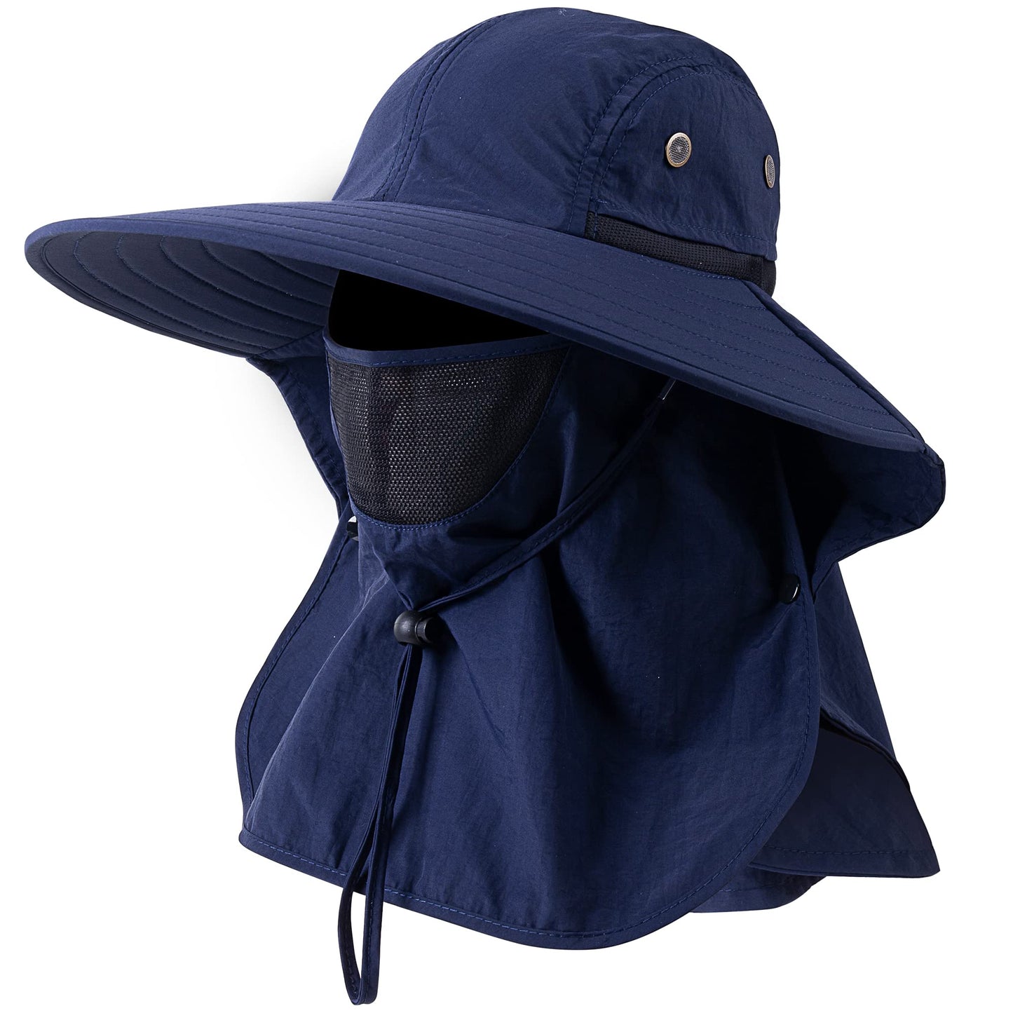 Mens Women Fishing Hat UPF 50+ Wide Brim Sun Hat with Face Cover & Neck Flap