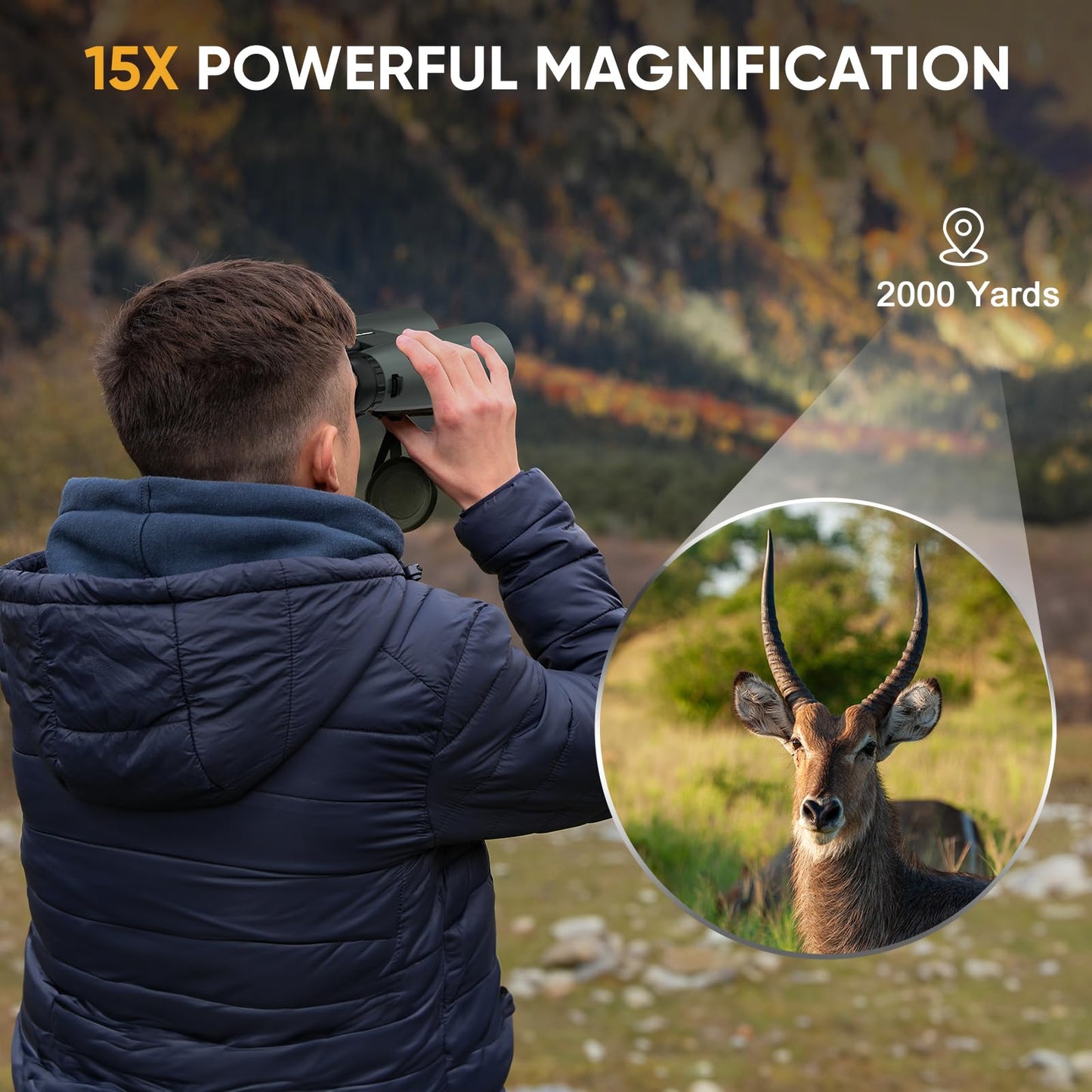 WOSPORTS 10x42 Binoculars for Adults, IPX7 Waterproof Binoculars with Clear Low Light Vision, Compact Binoculars for Bird Watching Hunting Cruise Travel, Green, BC01-GRE