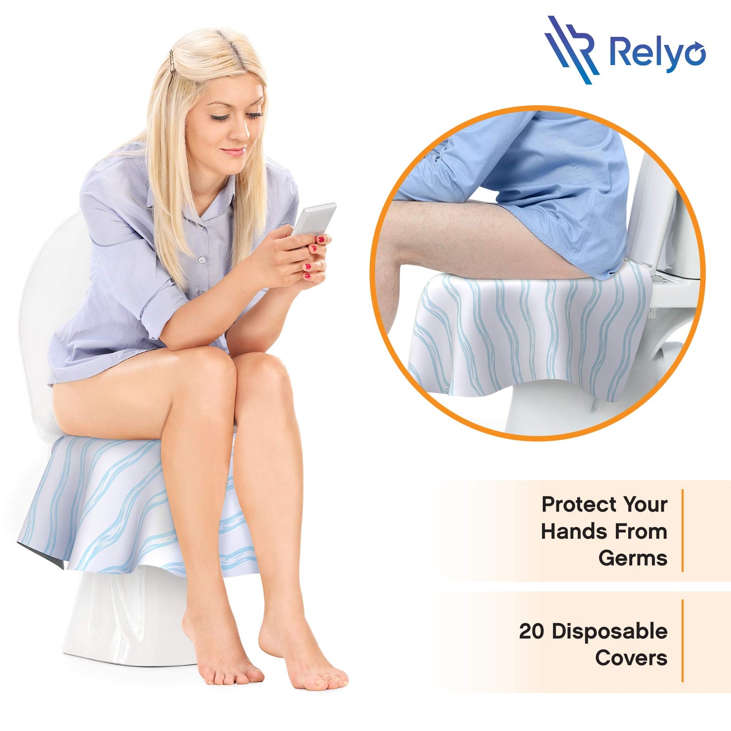 Toilet Seat Covers Disposable - 20 Pack - Waterproof, Ideal for Kids and Adults – Extra Large, Individually Wrapped for Travel, Toddlers Potty Training in Public Restrooms (Waves, 20)