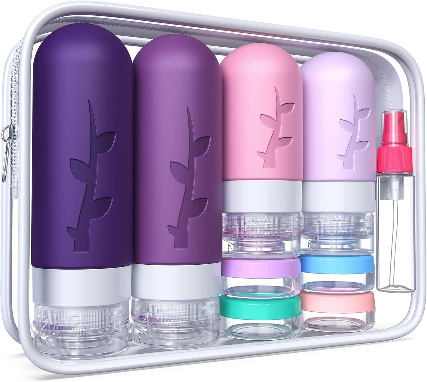 18pack Travel Bottles for Toiletries,TSA Approved Silicone Travel Containers jar for Toiletries,Leak Proof Refillable Liqus Shampoo And Conditioner Travel Essentials toiletry Bottles