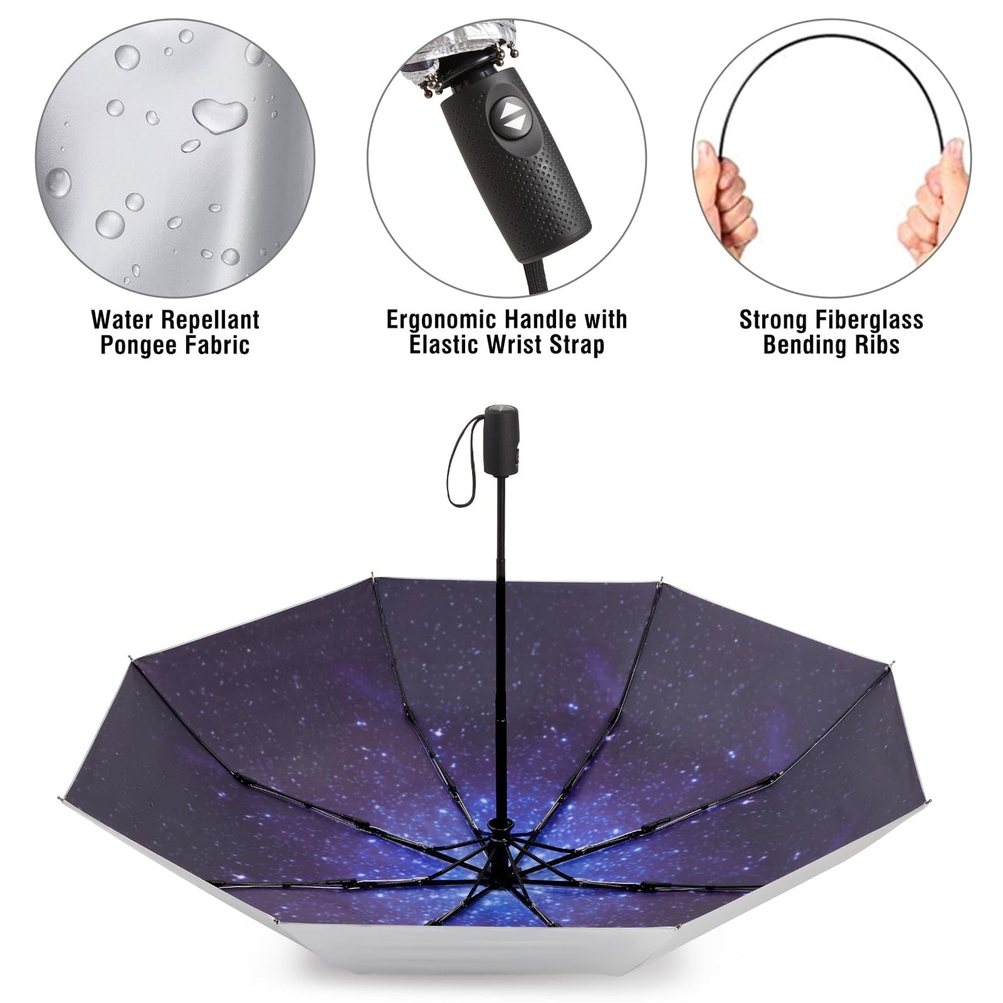 G4Free UPF 50+ UV Protection Large Travel Umbrella 42/46 Inch Auto Open Close Windproof Sun Blocking Umbrella