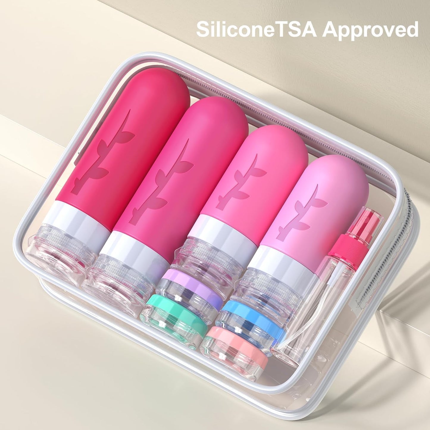 18pack Travel Bottles for Toiletries,TSA Approved Silicone Travel Containers jar for Toiletries,Leak Proof Refillable Liqus Shampoo And Conditioner Travel Essentials toiletry Bottles