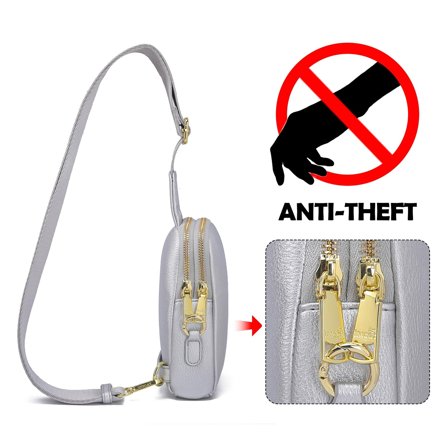 INICAT Travel Small Sling Bag Leather Crossbody Bags for Women Fanny Packs Cross Body Bag for Woman Cross Body Purses