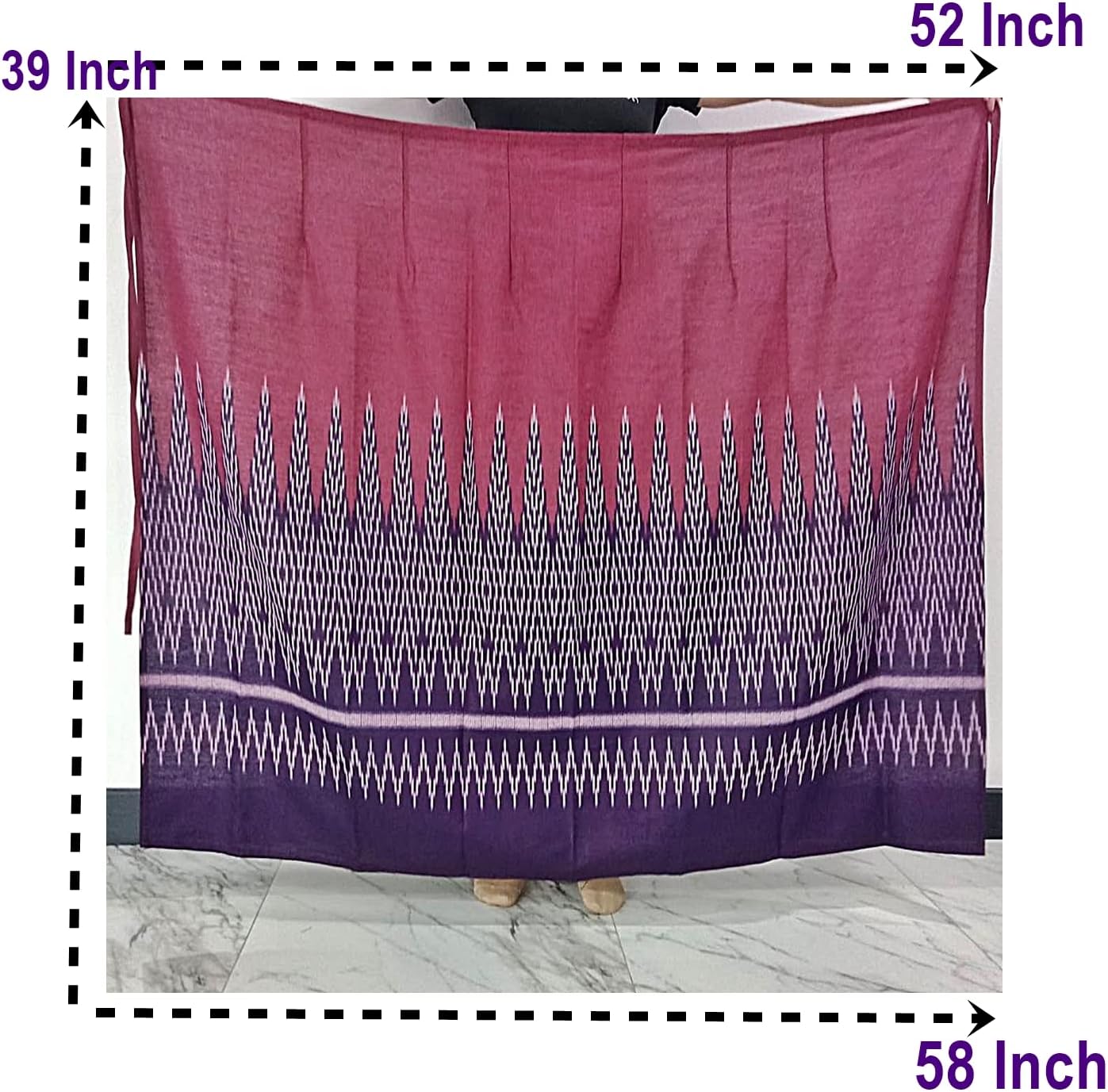 Sarong Free Size Cotton Printed Purple Fashion Ladies Clothing Long Wrap Skirt Womens Thai Traditional Striped High Waist Boho Skirts Formal Tie, Length: 100 cm, Width: 125 cm