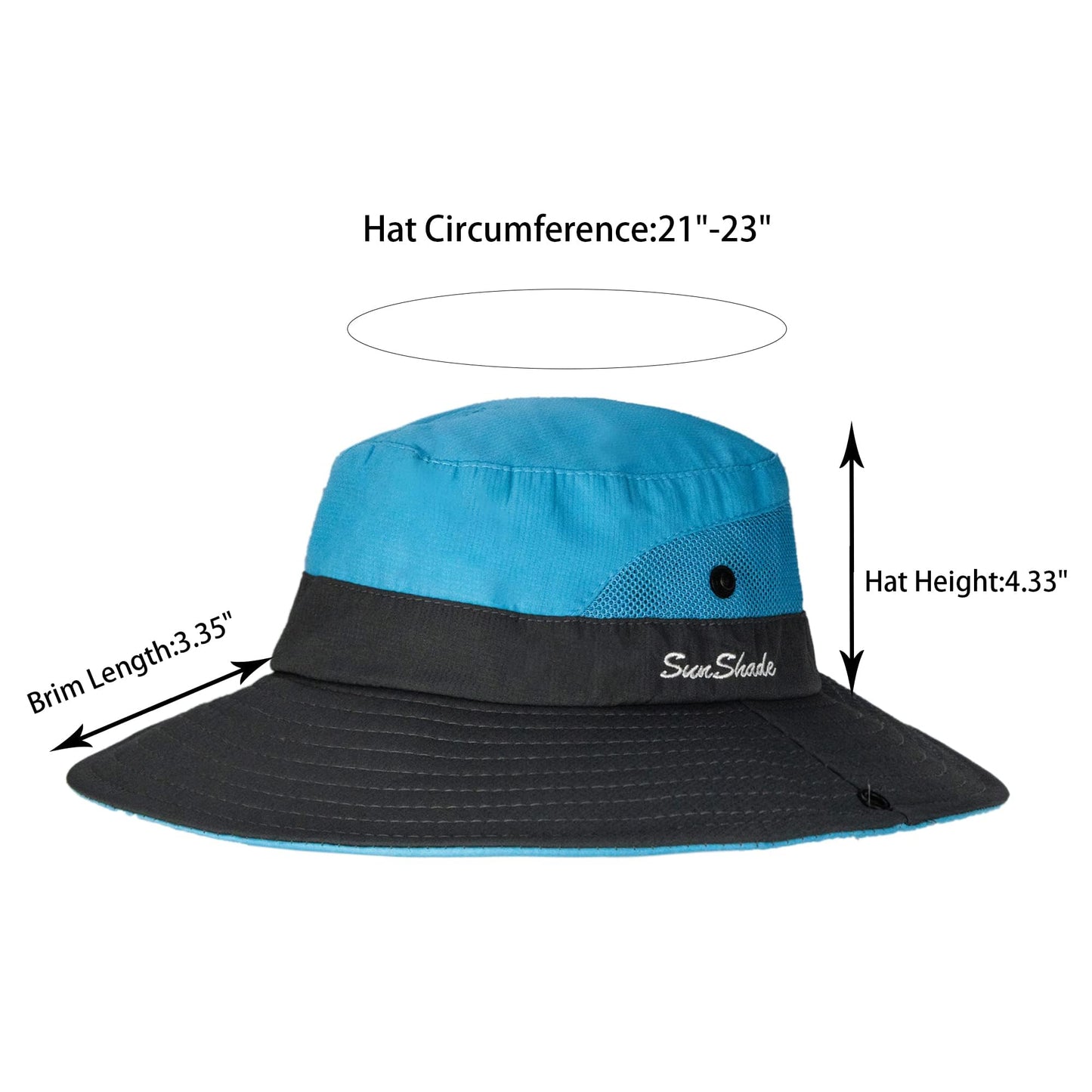 Women's Outdoor UV-Protection-Foldable Sun-Hats Mesh Wide-Brim Beach Fishing Hat with Ponytail-Hole