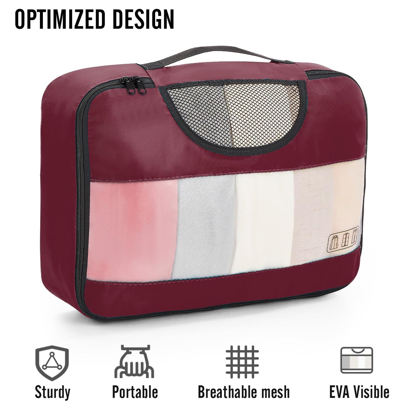 Veken 8 Set Packing Cubes for Travel Essentials, Suitcase Organizer Bags Set for Luggage, Road Trip Travel Accessories in 4 Sizes (Extra Large, Large, Medium, Small)