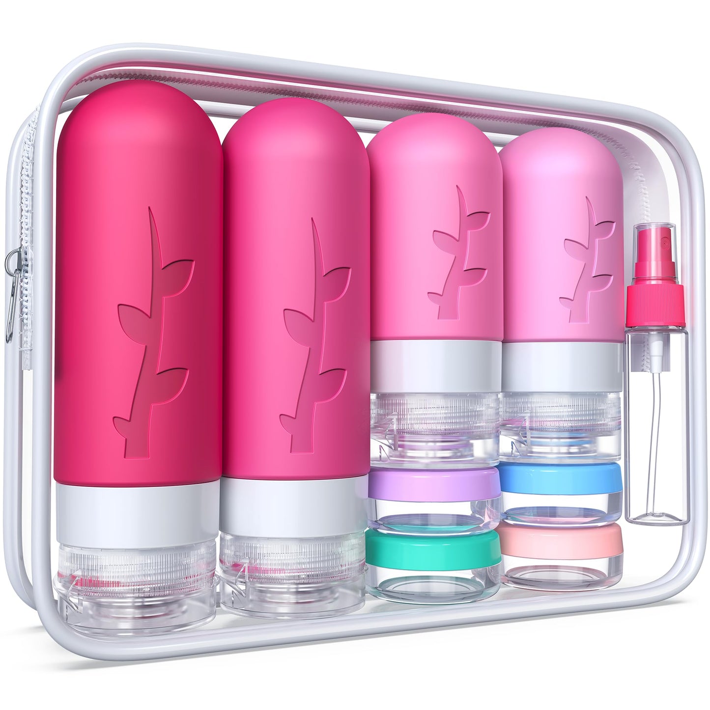 18pack Travel Bottles for Toiletries,TSA Approved Silicone Travel Containers jar for Toiletries,Leak Proof Refillable Liqus Shampoo And Conditioner Travel Essentials toiletry Bottles
