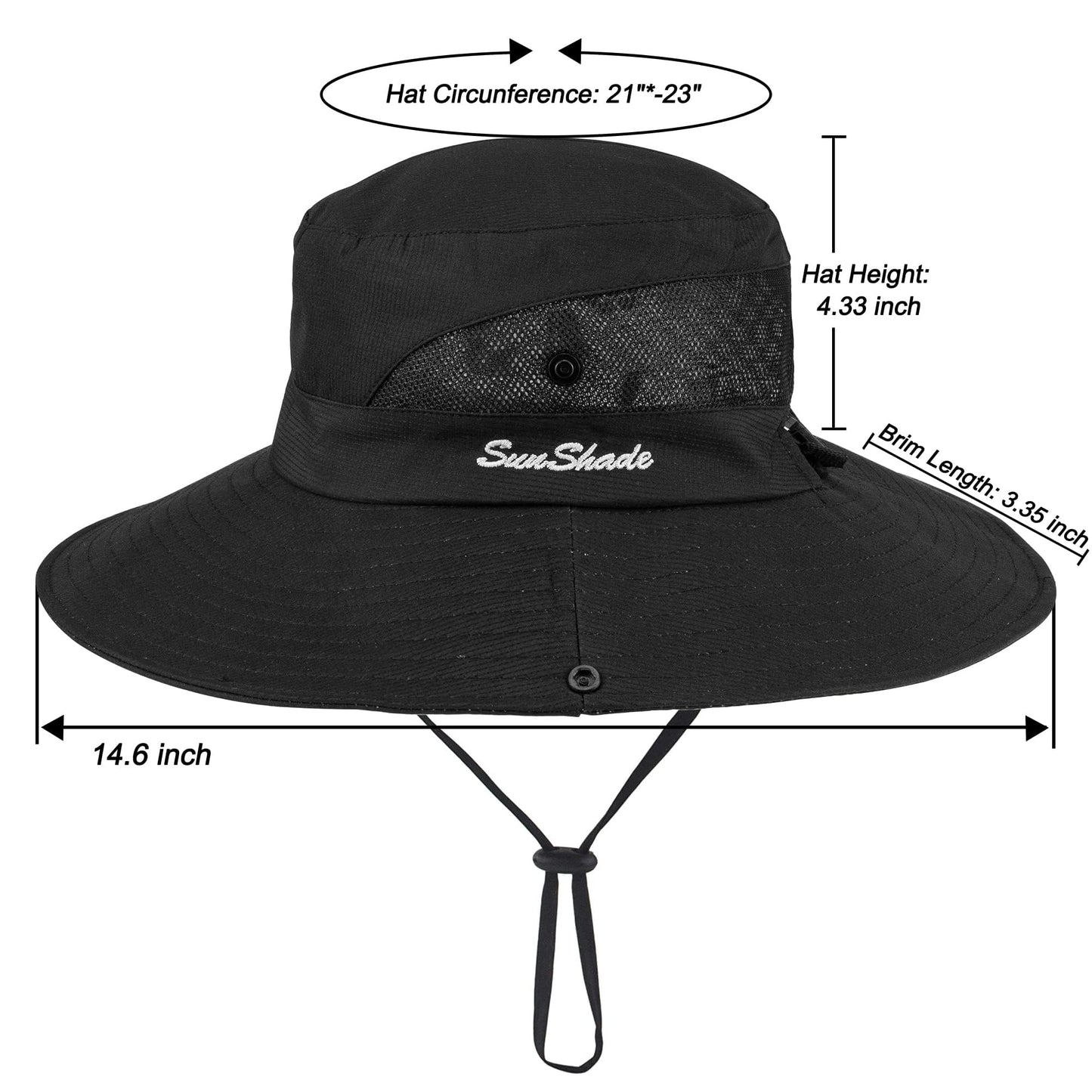 Women's Outdoor UV-Protection-Foldable Sun-Hats Mesh Wide-Brim Beach Fishing Hat with Ponytail-Hole