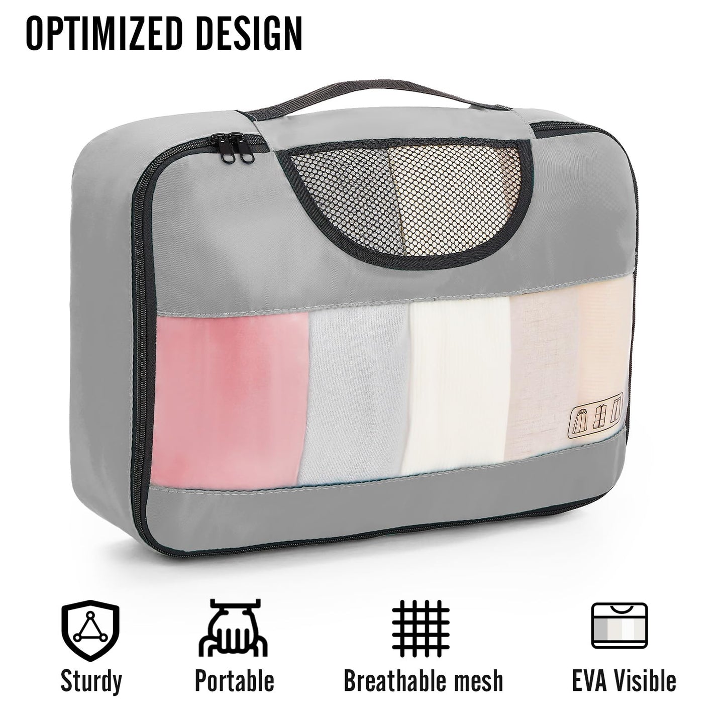 Veken 8 Set Packing Cubes for Travel Essentials, Suitcase Organizer Bags Set for Luggage, Road Trip Travel Accessories in 4 Sizes (Extra Large, Large, Medium, Small)