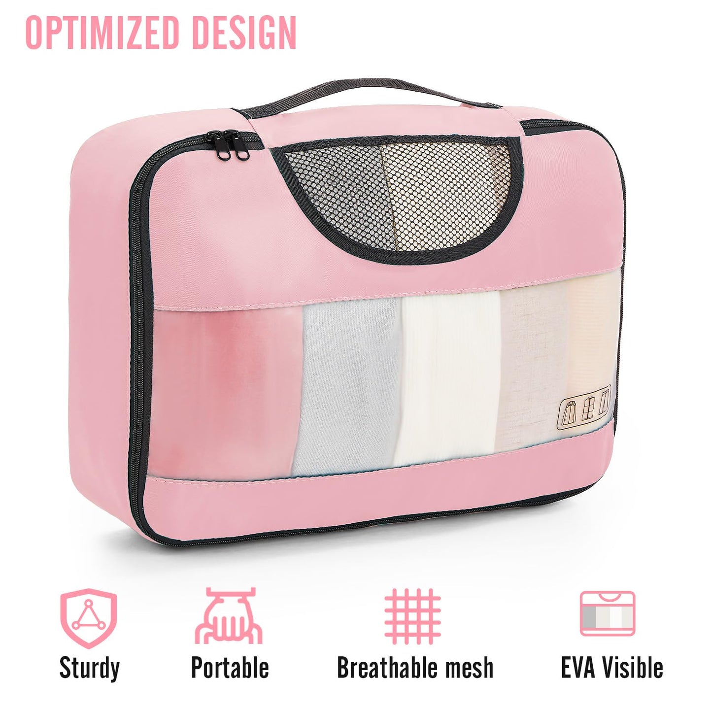 Veken 8 Set Packing Cubes for Travel Essentials, Suitcase Organizer Bags Set for Luggage, Road Trip Travel Accessories in 4 Sizes (Extra Large, Large, Medium, Small)
