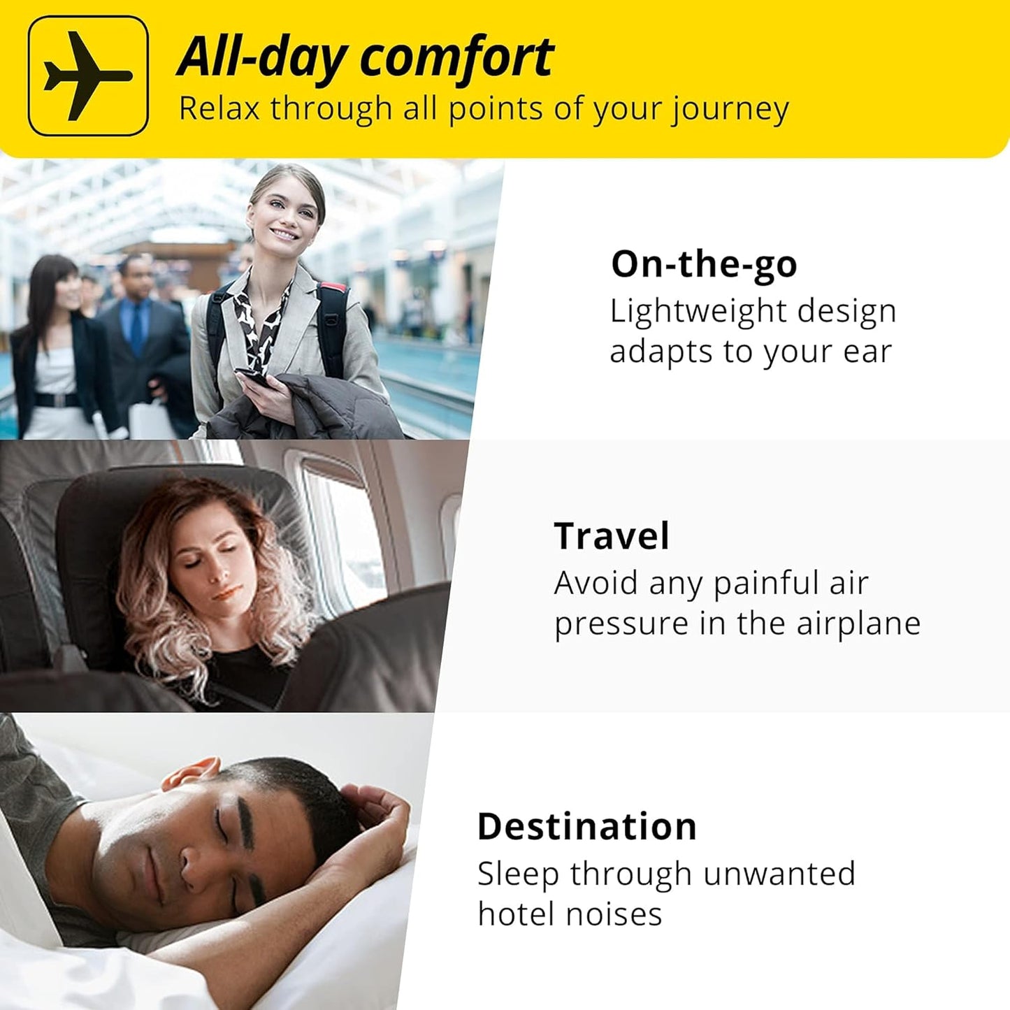Alpine FlyFit - Earplugs for Pressure Relief & Preventing Ear Pain While Flying - Airplane Travel Essentials - Comfortable Reusable Hypoallergenic Earplugs with Ultra Soft Filter
