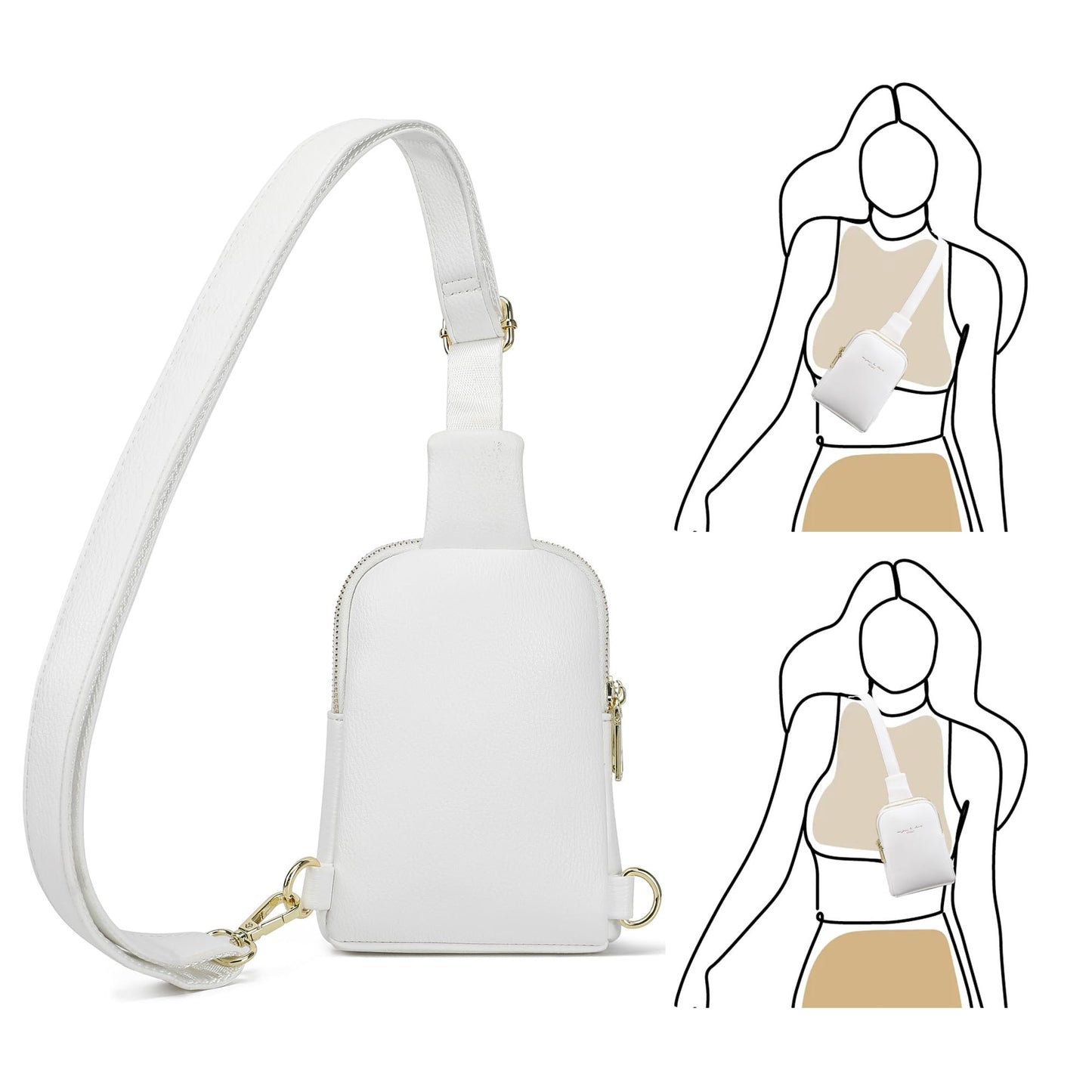 INICAT Travel Small Sling Bag Leather Crossbody Bags for Women Fanny Packs Cross Body Bag for Woman Cross Body Purses