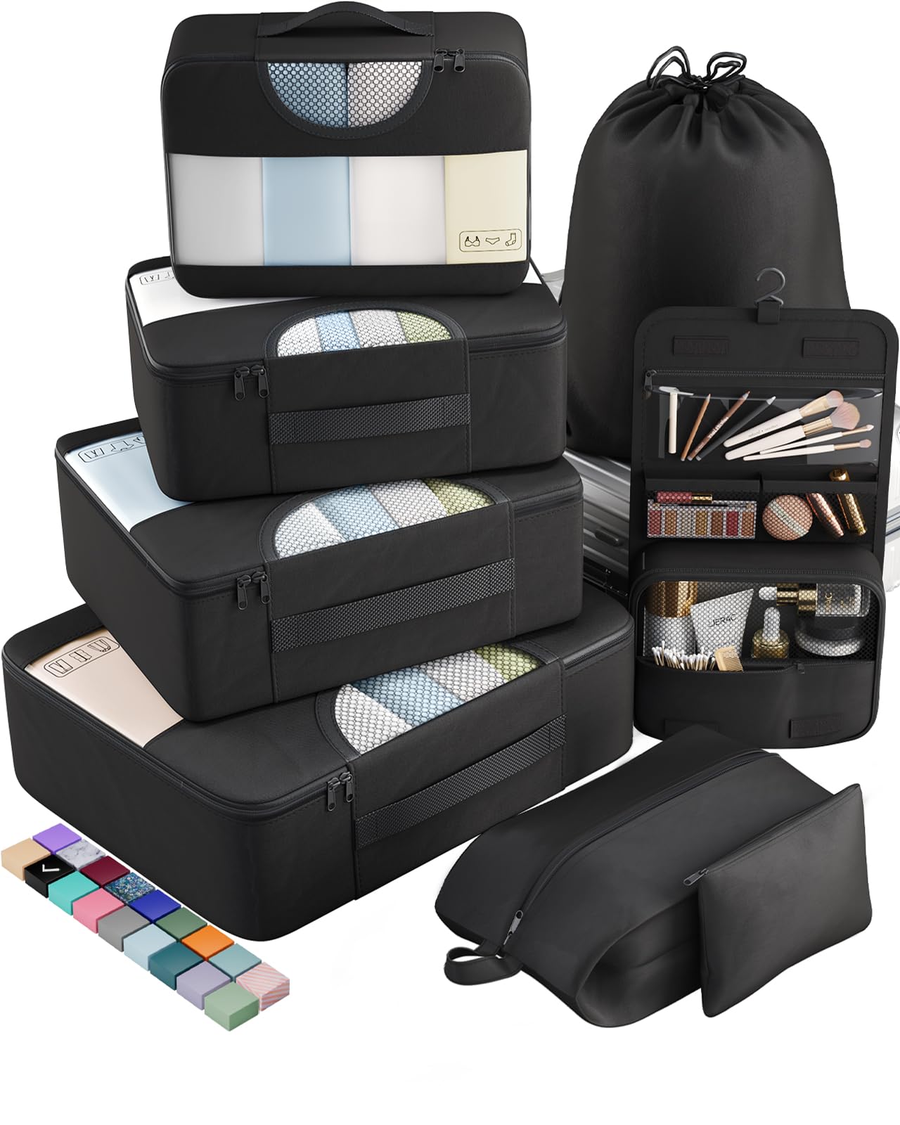 Veken 8 Set Packing Cubes for Travel Essentials, Suitcase Organizer Bags Set for Luggage, Road Trip Travel Accessories in 4 Sizes (Extra Large, Large, Medium, Small)
