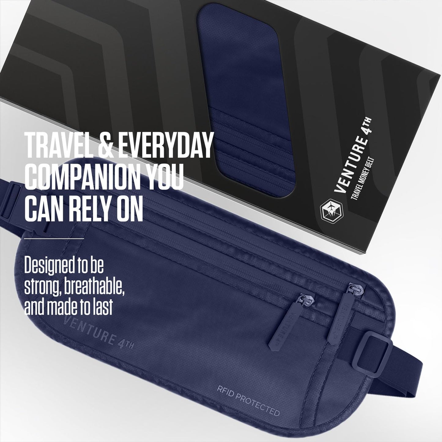 VENTURE 4TH Travel Money Belt - RFID Blocking (Gray)