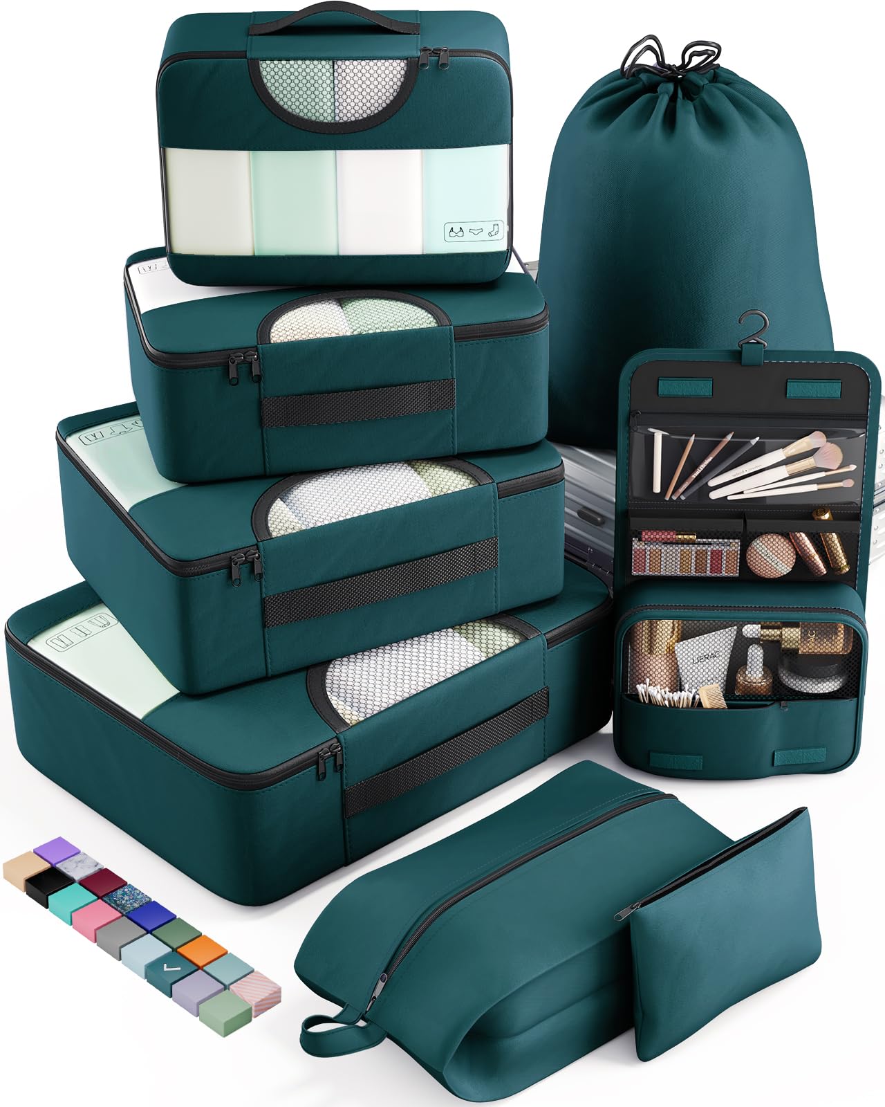Veken 8 Set Packing Cubes for Travel Essentials, Suitcase Organizer Bags Set for Luggage, Road Trip Travel Accessories in 4 Sizes (Extra Large, Large, Medium, Small)