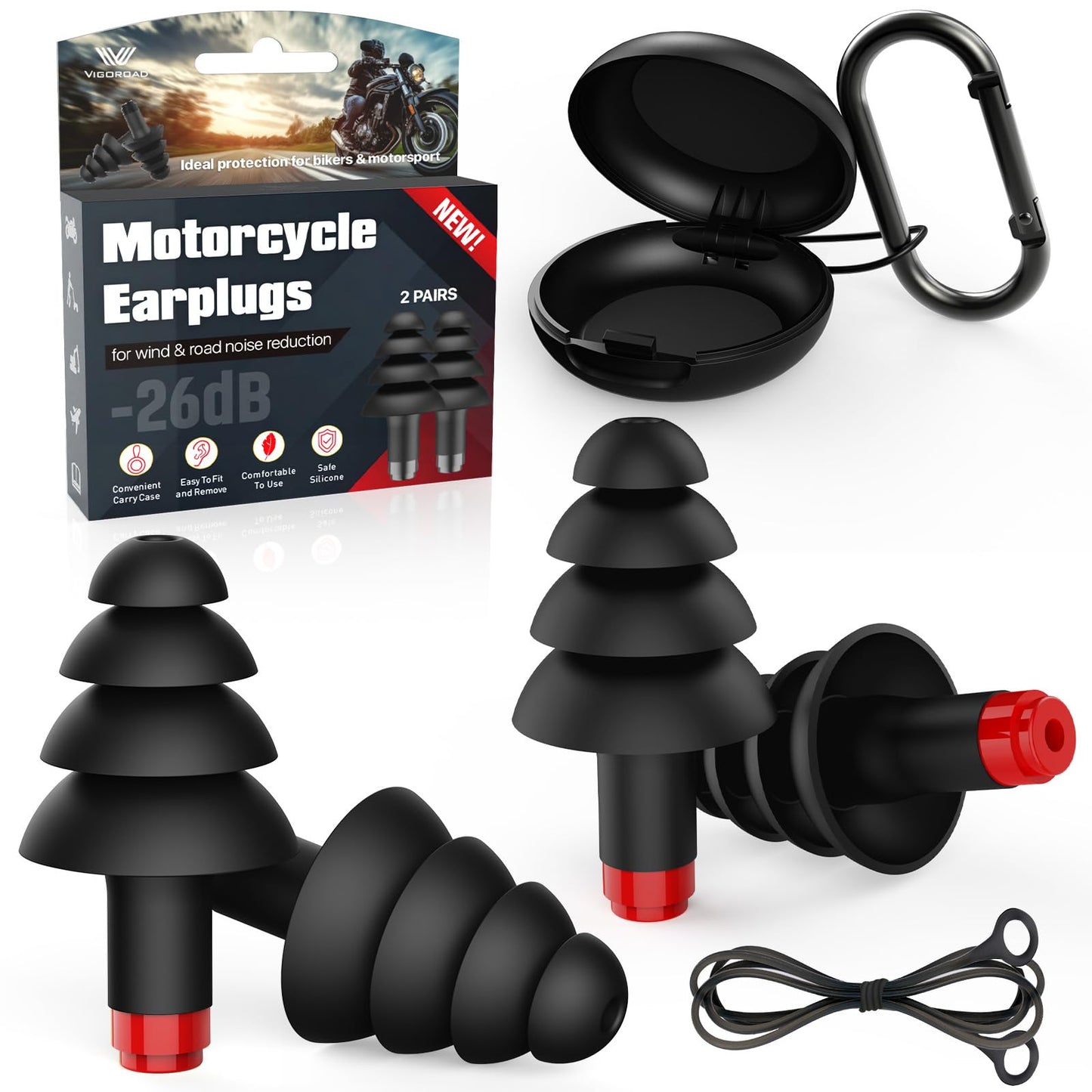 Ear Plugs for Airplane Pressure Relief, 2 Pairs Adults Soft Silicone Reusable Airplane Earplugs 26dB, with Silicone Connector Cord, Travel Essentials for Flying, Ear Protection Earplugs for Plane