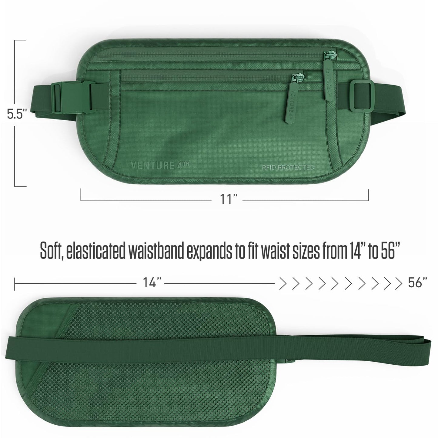 VENTURE 4TH Travel Money Belt - RFID Blocking (Gray)