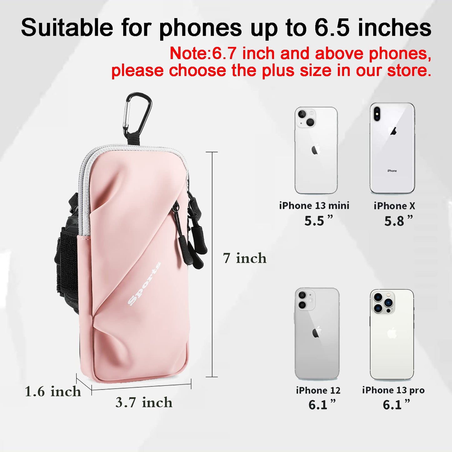 Cell Phone Holder, Small Crossbody Shoulder Holsters Bag with Arm Band, Fits iPhone and Android, Use for Running, Walking, Hiking & Biking (6.7 Inches, Red)
