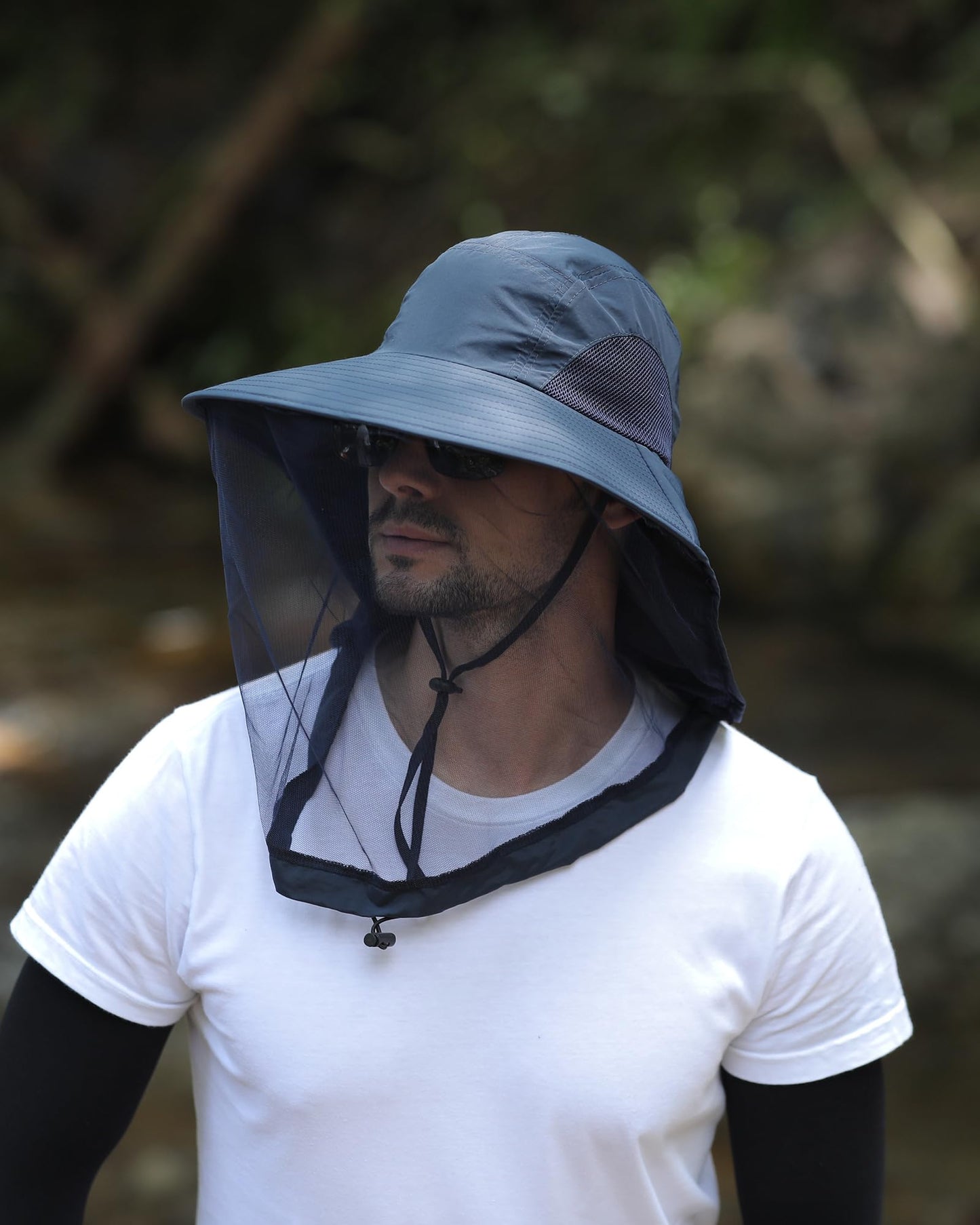 Womens Sun Hat Outdoor UV Protection Wide Brim Fishing Hat with Ponytail Hole Neck Flap for Beach Hiking Camping