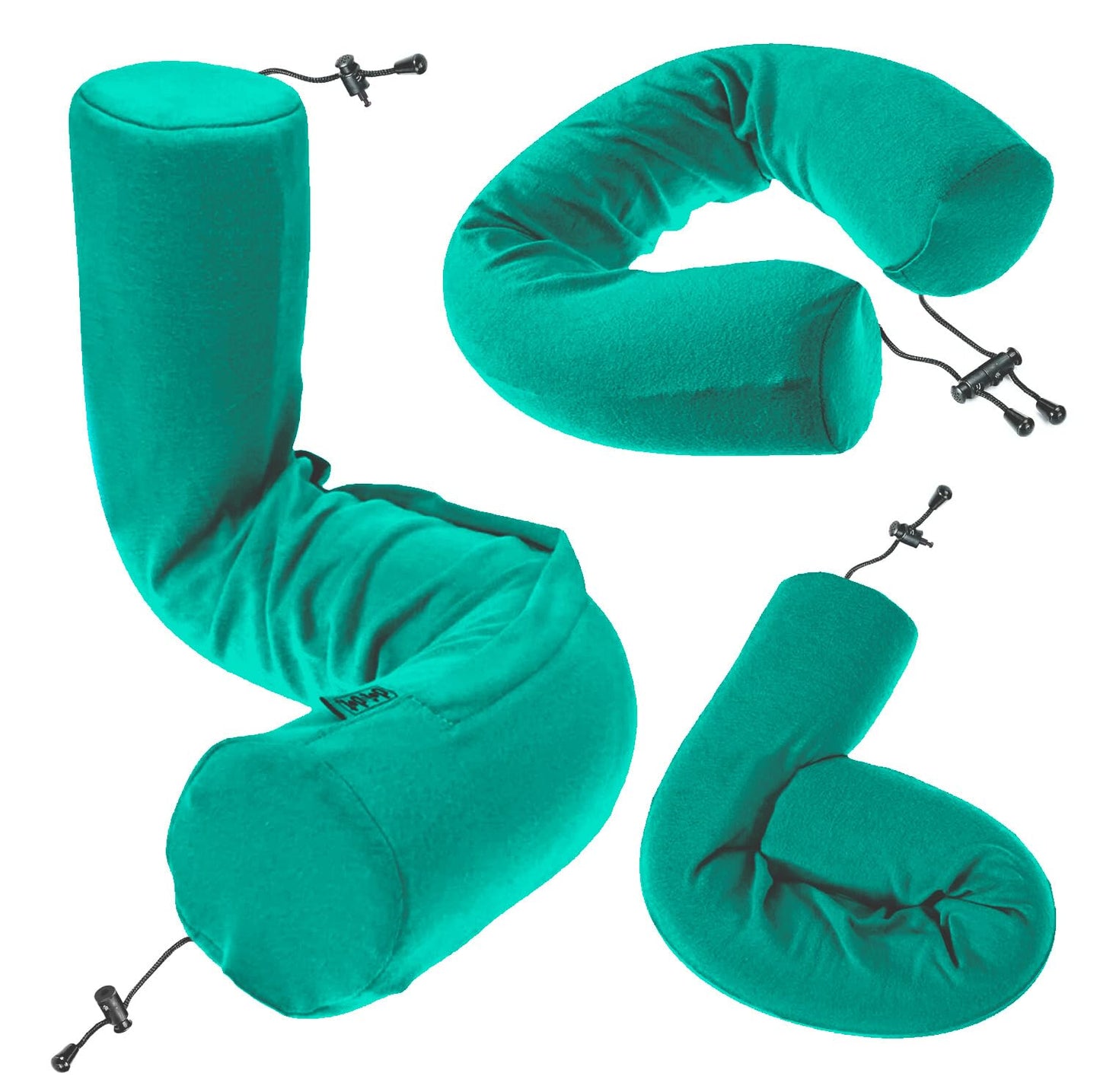 Dot&Dot Twist Memory Foam Travel Pillow for Airplanes - Travel Neck Pillow for Sleeping - Airplane Pillow for Neck Support, Chin, Lumbar and Leg - Adjustable, Bendable Neck Roll Pillow