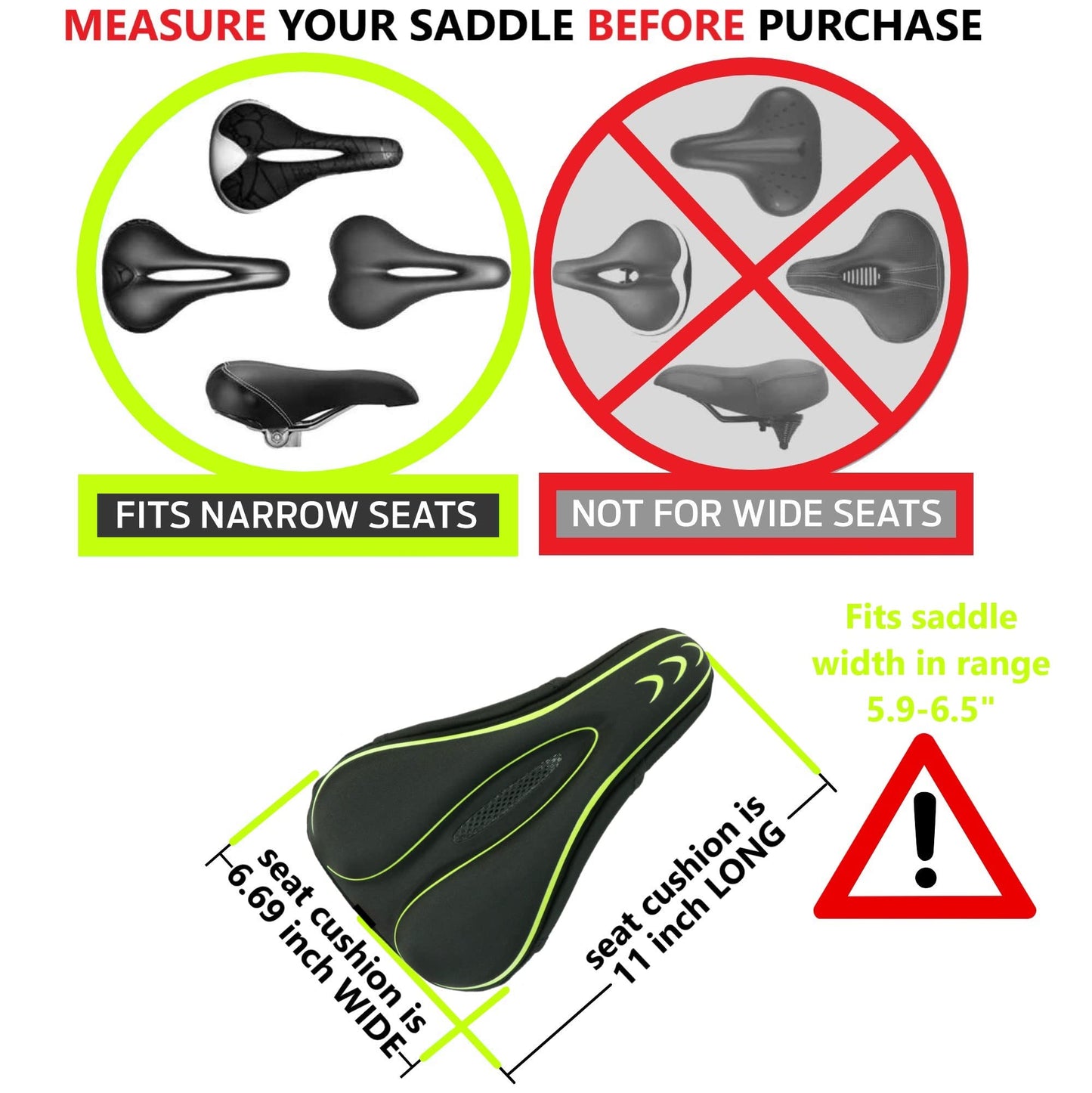Gel Bike Seat Cover Padded Bicycle Seat Covers for Men – Comfort Soft Silicone Bicycle Seat Pad for Mountain Road Bike Outdoor Cycling – Stationary Cycle Spin Bike Seat Cushion Pads Spinning