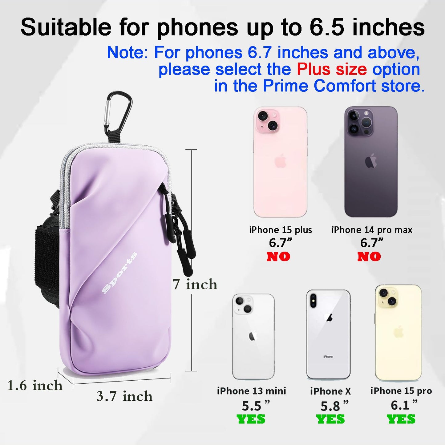 Cell Phone Holder, Small Crossbody Shoulder Holsters Bag with Arm Band, Fits iPhone and Android, Use for Running, Walking, Hiking & Biking (6.7 Inches, Red)