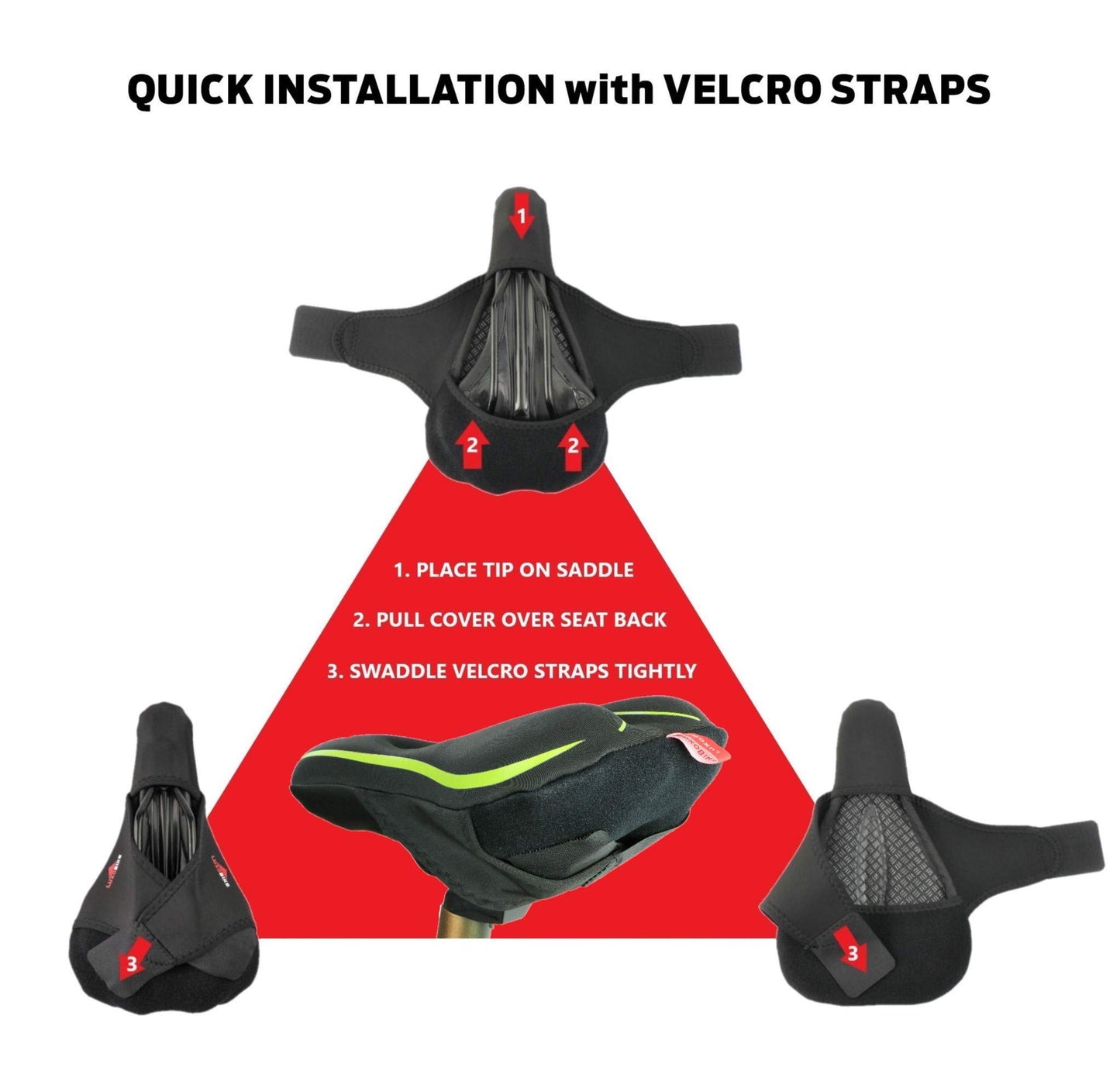 Gel Bike Seat Cover Padded Bicycle Seat Covers for Men – Comfort Soft Silicone Bicycle Seat Pad for Mountain Road Bike Outdoor Cycling – Stationary Cycle Spin Bike Seat Cushion Pads Spinning