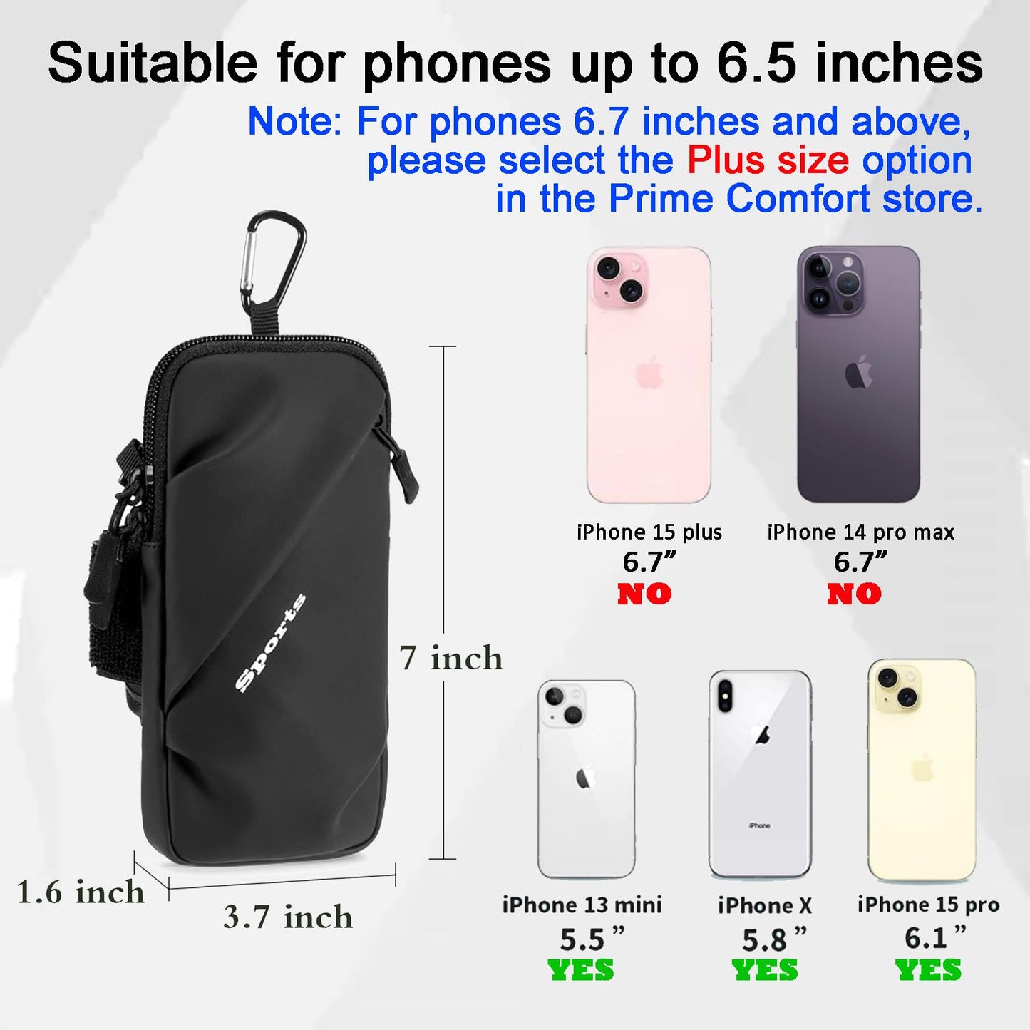 Cell Phone Holder, Small Crossbody Shoulder Holsters Bag with Arm Band, Fits iPhone and Android, Use for Running, Walking, Hiking & Biking (6.7 Inches, Red)