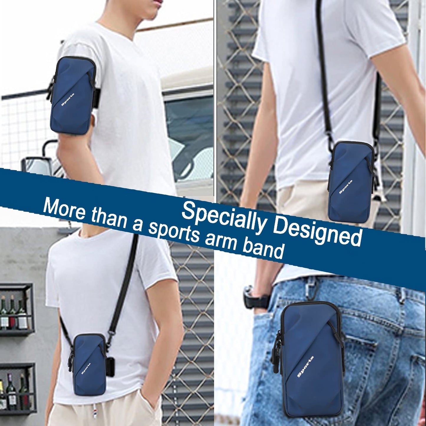 Cell Phone Holder, Small Crossbody Shoulder Holsters Bag with Arm Band, Fits iPhone and Android, Use for Running, Walking, Hiking & Biking (6.7 Inches, Red)