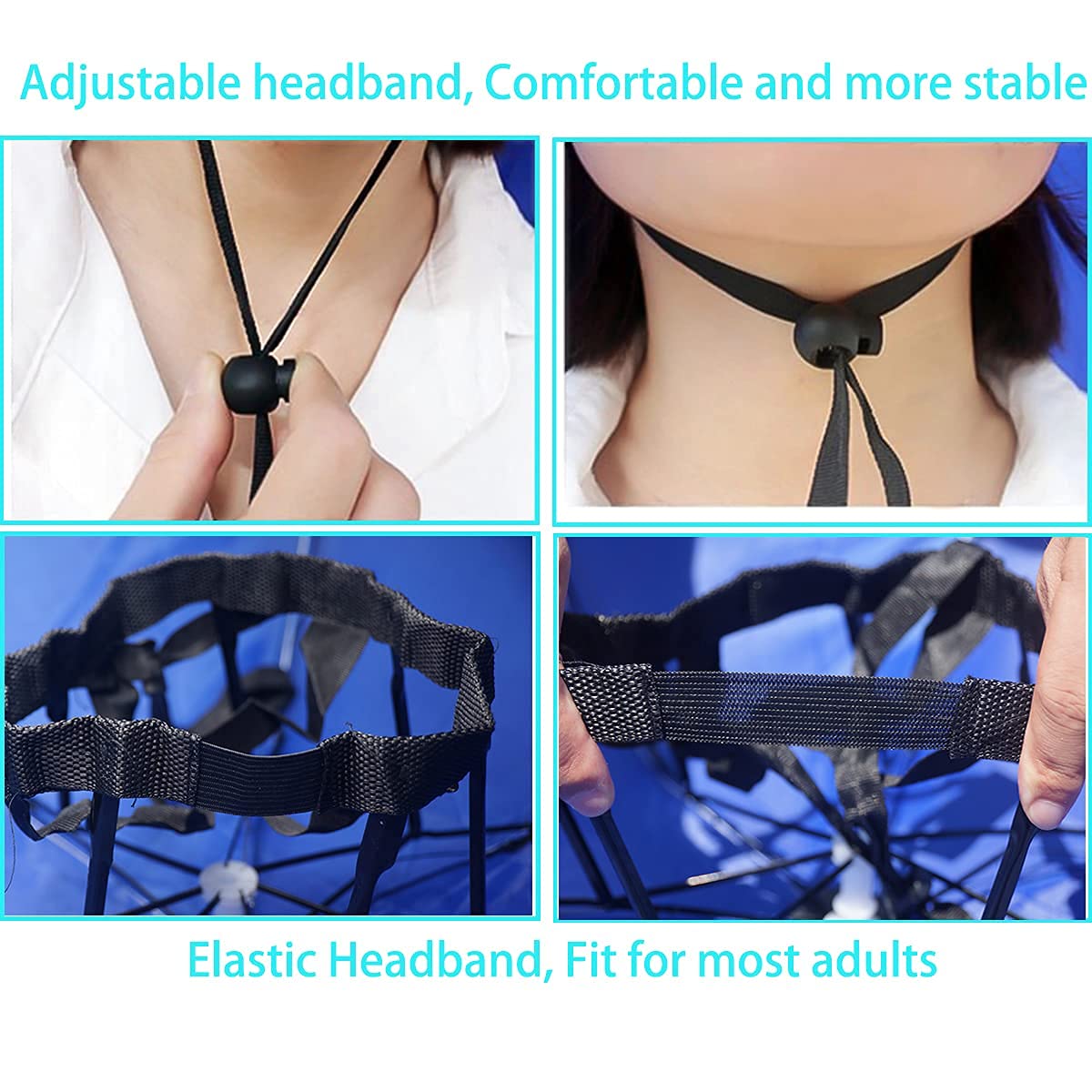 Umbrella Hat, 37 inch Fishing Umbrella Hat Hands Free Foldable UV Protection Umbrella Cap Adjustable Headwear for Fishing Golf Camping Beach Gardening Sunshade Outdoor