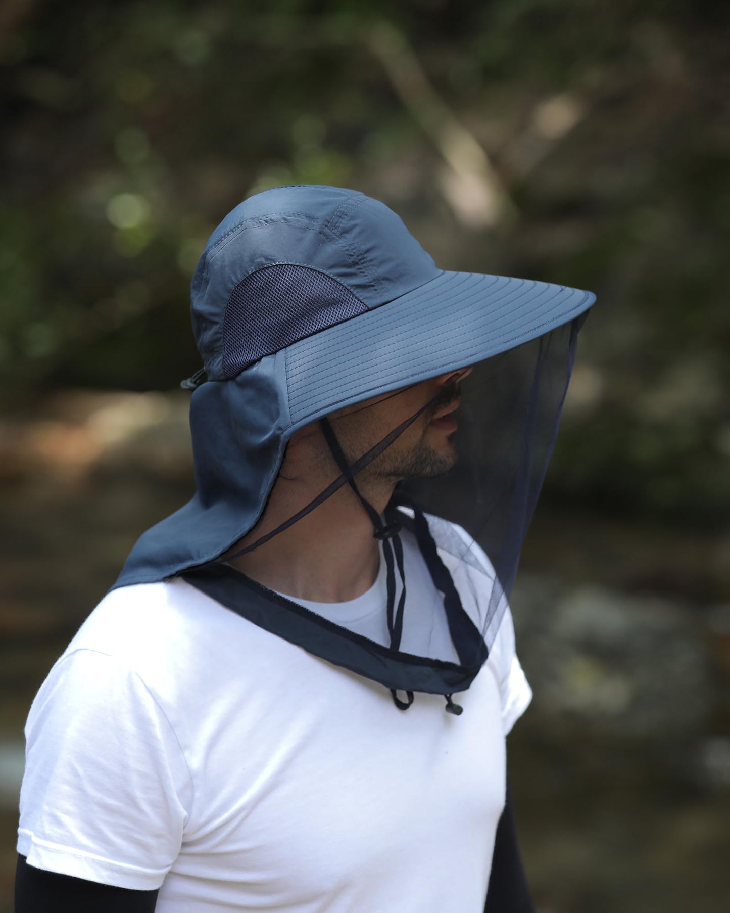 Womens Sun Hat Outdoor UV Protection Wide Brim Fishing Hat with Ponytail Hole Neck Flap for Beach Hiking Camping