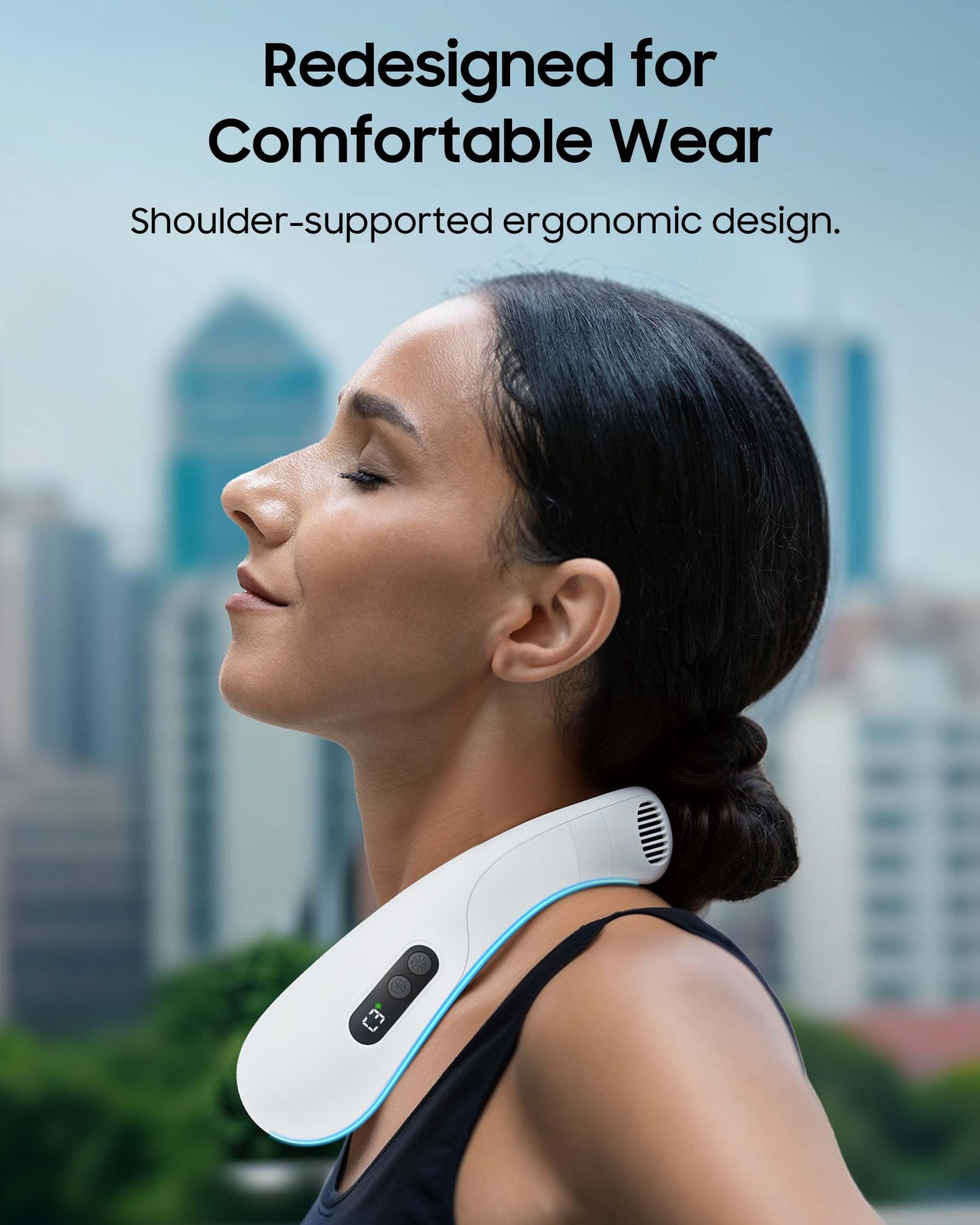HIGO CoolMaster Ultra Neck Fan, Neck Air Conditioner, 2-in-1 Cooling Neck Fan Portable Rechargeable, Wearable Personal Fan, 5500mAh Large Battery, Ergonomic Design, Glacier Gray