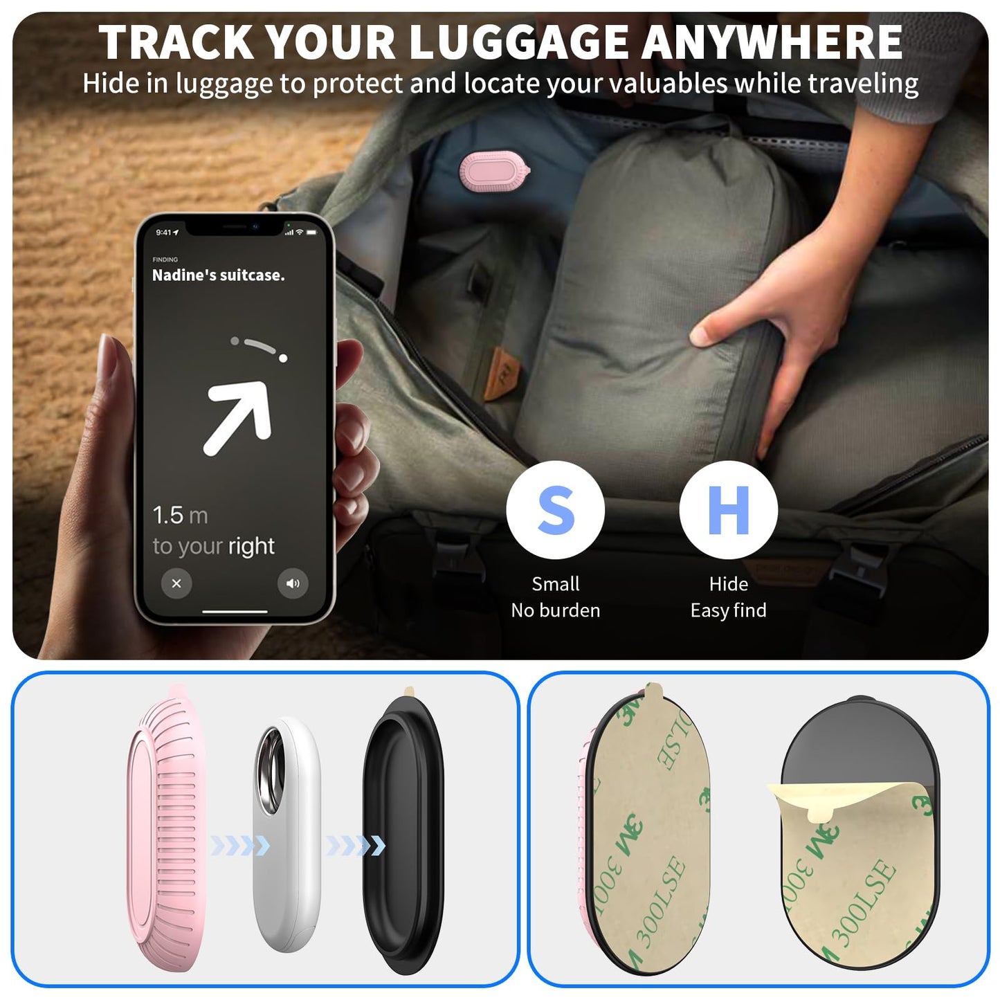 2 Pack Adhesive Case for Samsung Galaxy SmartTag2 with 3M Adhesive Sticker Hidden Full Protective Silicone Case Anti-Lost Scratch Resistant Protective Cover for Smart tag 2 Tracker (Black+Black)