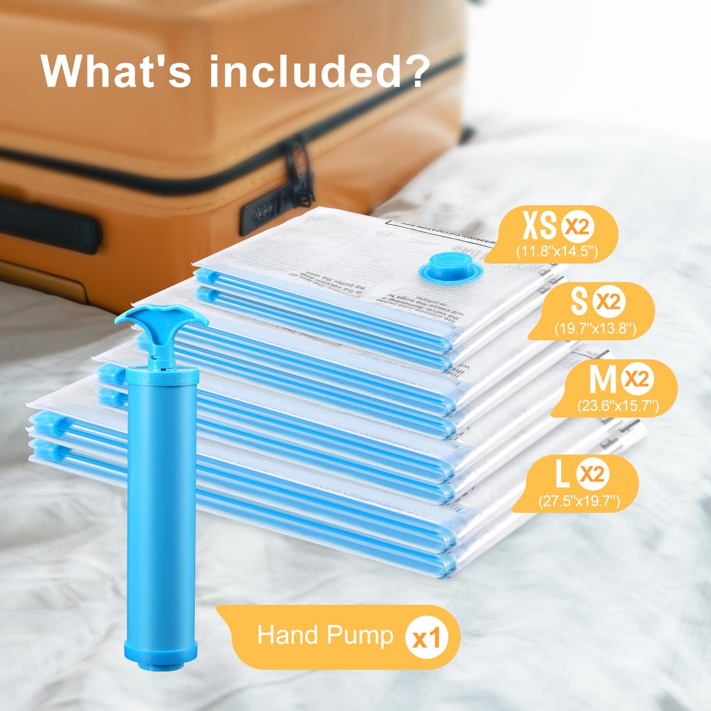 Travel Vacuum Bags Combo 6 Pack - Space Saver Vacuum Storage Bags for Clothing and Luggage