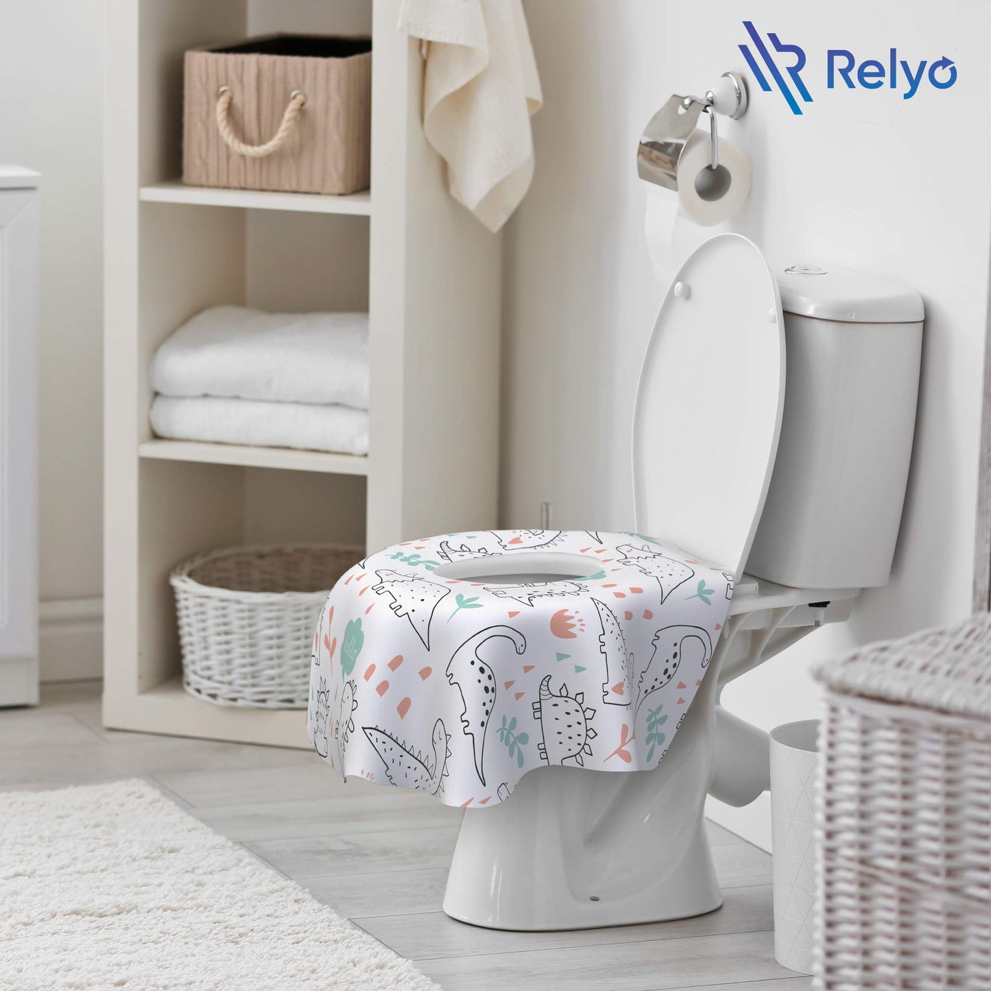 Toilet Seat Covers Disposable - 20 Pack - Waterproof, Ideal for Kids and Adults – Extra Large, Individually Wrapped for Travel, Toddlers Potty Training in Public Restrooms (Waves, 20)