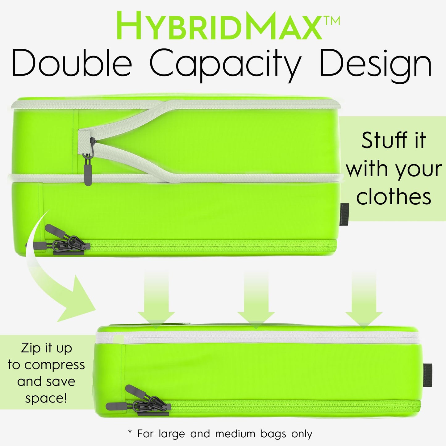 8 Set/4 Set Deluxe Compression Packing Cubes Travel - Maximize Space In Luggage With Patented HybridMax Double Capacity Design, Luxury Compressible Packing Cubes For Travel, Large, Small, & Medium