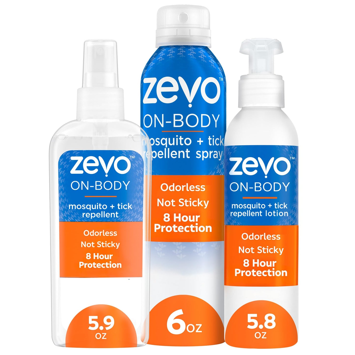 Zevo On-Body Tick & Mosquito Repellent Spray & Bug Repellent Lotion - 8 Hour Insect Protection - Odorless & Non-Sticky (1 Lotion, 1 Pump Bottle & 1 Aerosol Bottle)
