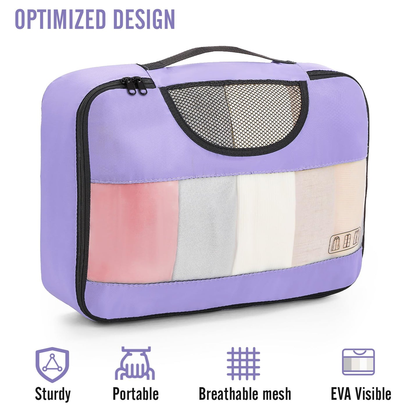 Veken 8 Set Packing Cubes for Travel Essentials, Suitcase Organizer Bags Set for Luggage, Road Trip Travel Accessories in 4 Sizes (Extra Large, Large, Medium, Small)