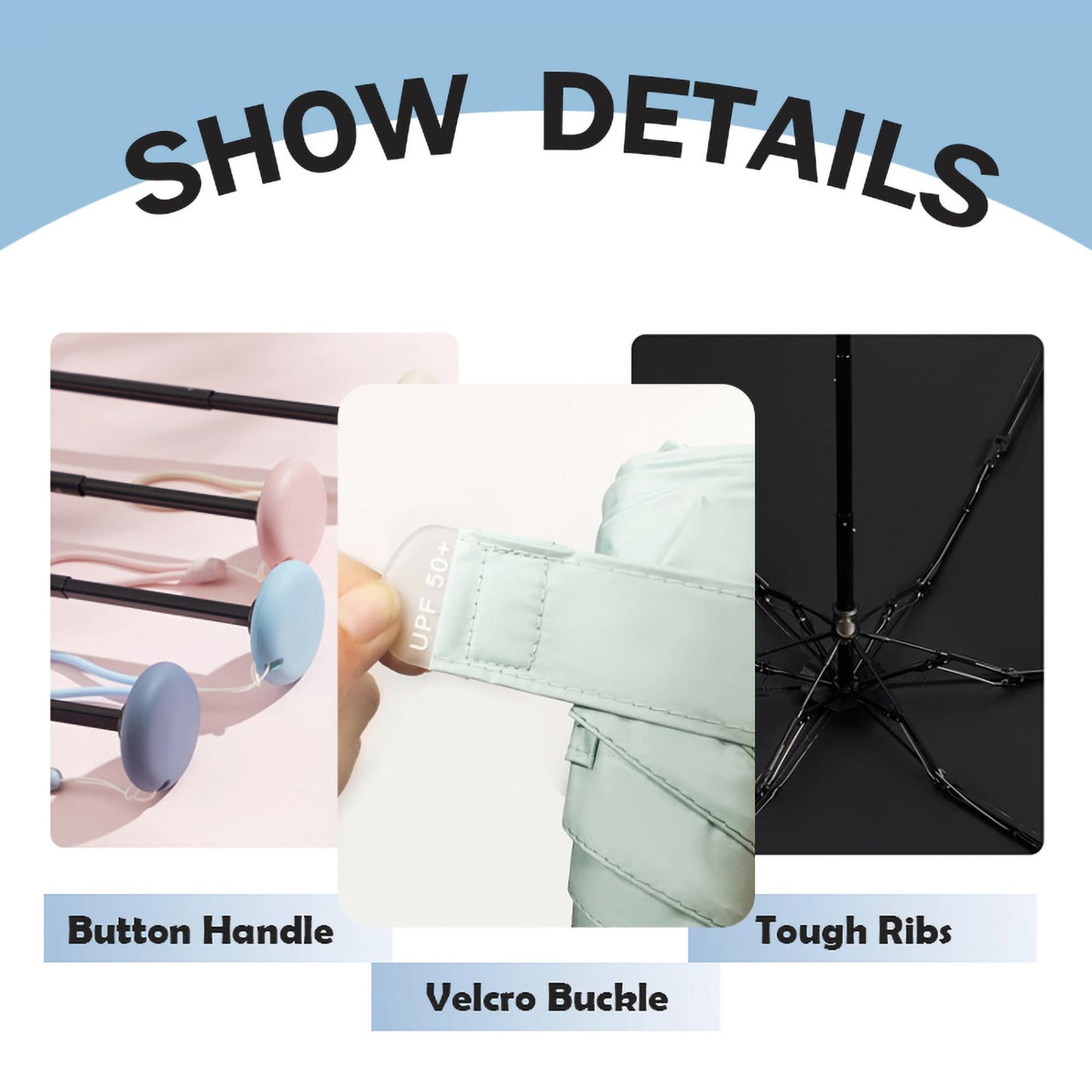 Mini Sun Travel UV Umbrella Anti UPF 50 Protection 99.9% Micro handle Coating Layer Fabric Compact/Lightweight Small Portable Backpack/Folding Purse Pocket Umbrella Rain/Blocking/Men Women Kids