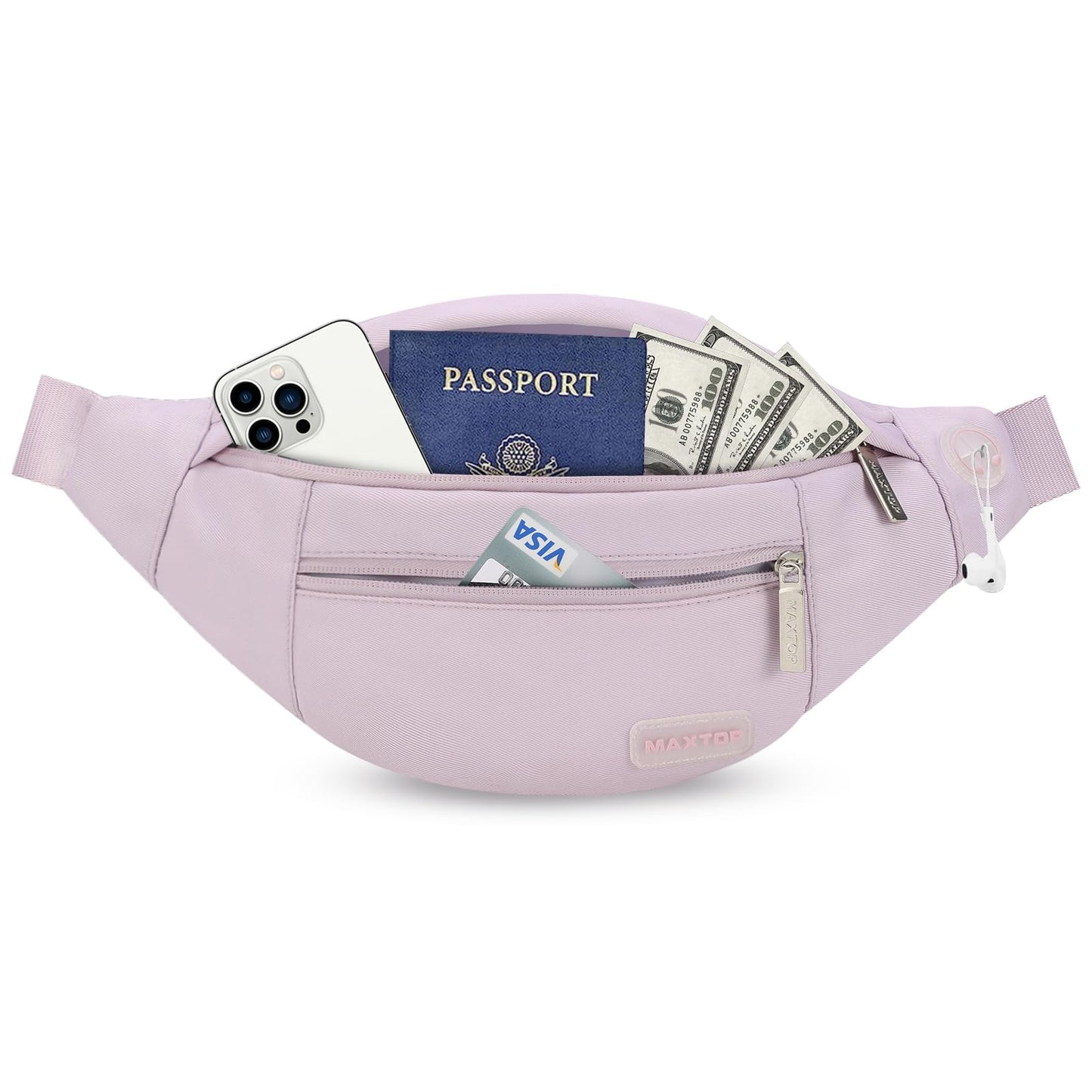 MAXTOP Large Crossbody Fanny Pack with 4-Zipper Pockets,Gifts for Enjoy Sports Festival Workout Traveling Running Casual Hands-Free Wallets Waist Pack Phone Bag Carrying All Phones