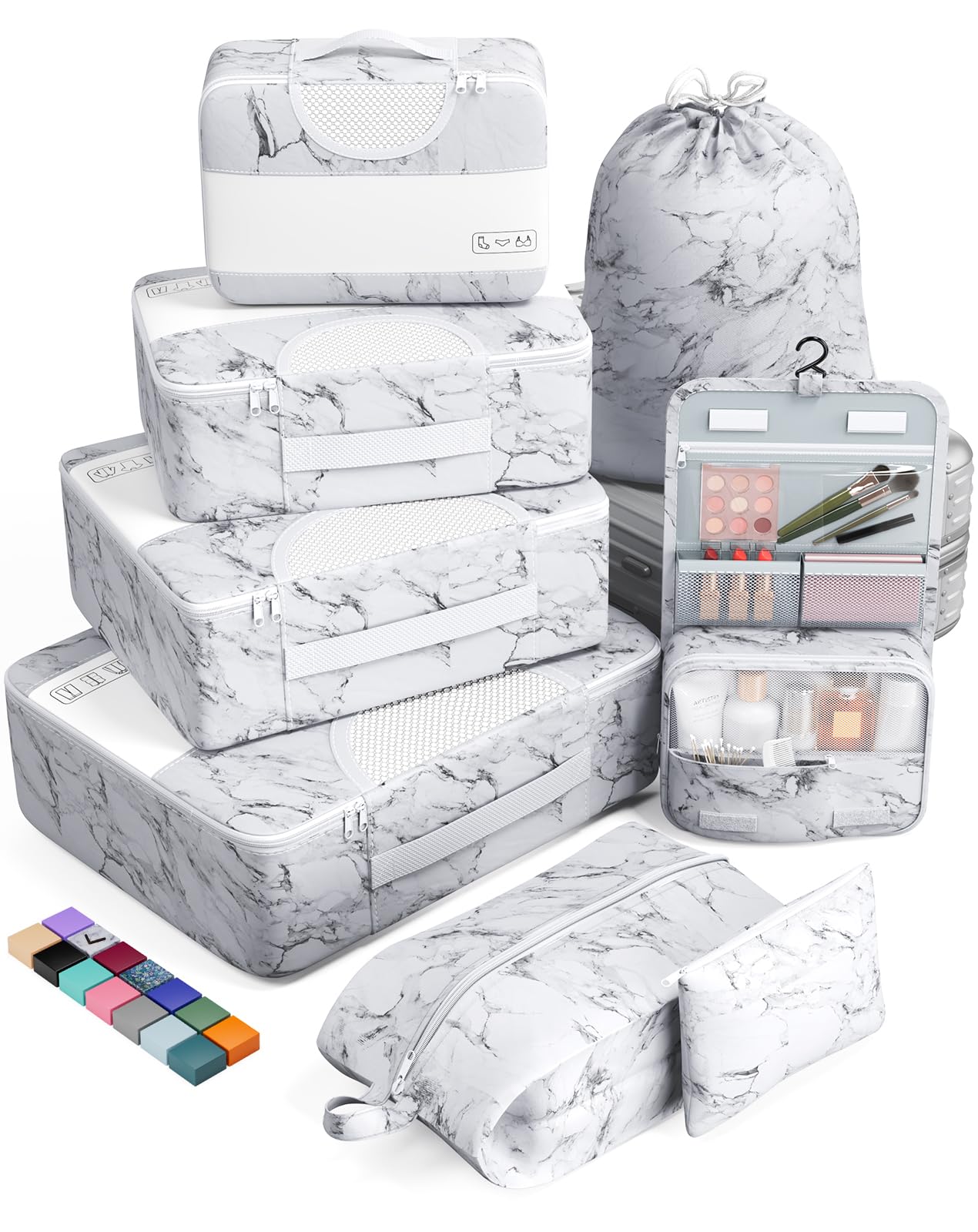 Veken 8 Set Packing Cubes for Travel Essentials, Suitcase Organizer Bags Set for Luggage, Road Trip Travel Accessories in 4 Sizes (Extra Large, Large, Medium, Small)