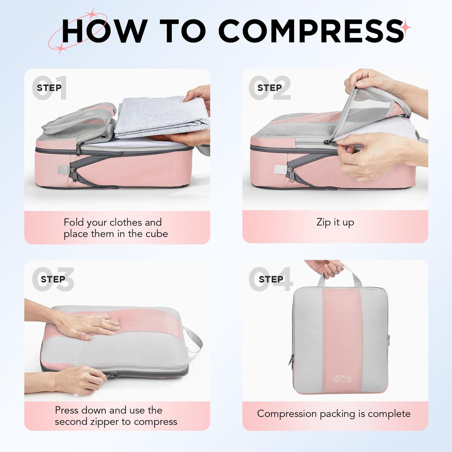 10 Set Compression Packing Cubes for Travel Essentials,Compressible Expandable Packing Cubes for Suitcase,OlarHike Luggage Organizer Bags for Travel,Handy Helper for Organizing Clothes(Black)