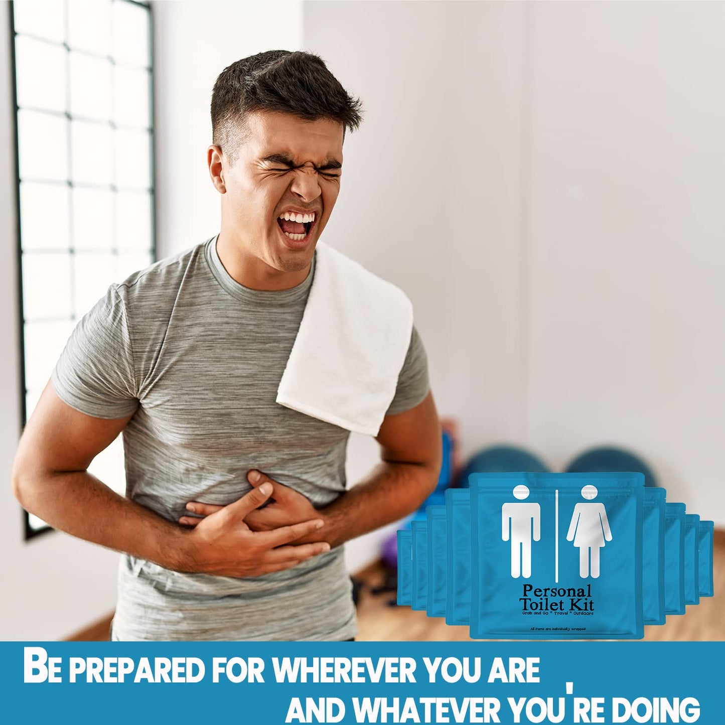 Personal Toilet Kit To Go – 10 Pack | Disposable Public Restroom Kit | Individually Wrapped for Toilet Protection Kit | Toilet Paper, Toilet Seat Cover, Butt Wipes, Cleansing Wipes (White)
