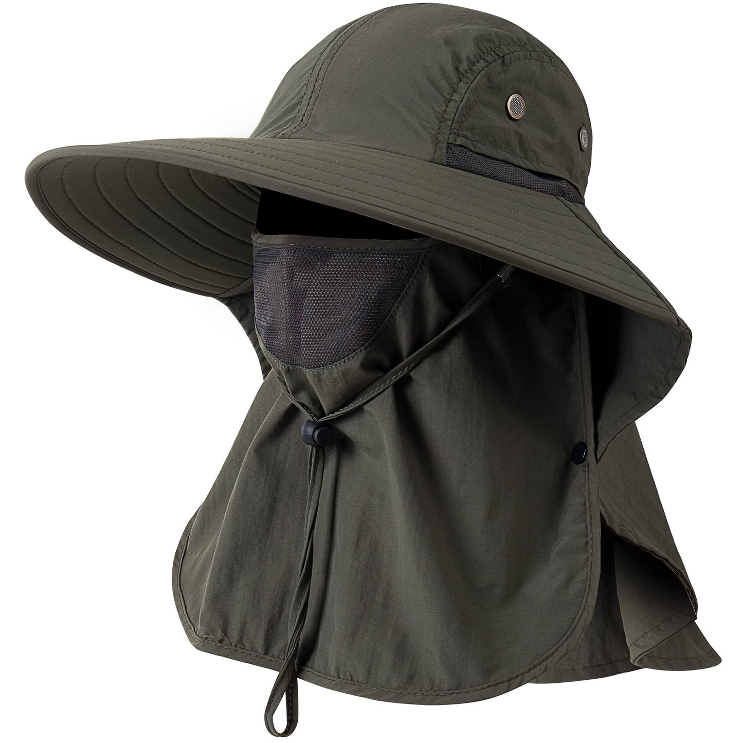Mens Women Fishing Hat UPF 50+ Wide Brim Sun Hat with Face Cover & Neck Flap