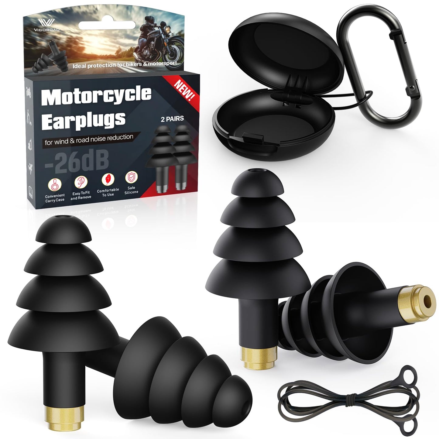Ear Plugs for Airplane Pressure Relief, 2 Pairs Adults Soft Silicone Reusable Airplane Earplugs 26dB, with Silicone Connector Cord, Travel Essentials for Flying, Ear Protection Earplugs for Plane