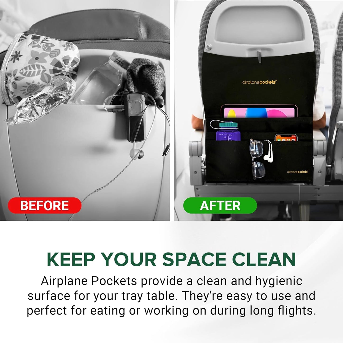 Airplane Pockets - Airplane Accessories - Plane Travel Essentials - Travel Organizer - Seat Storage Organizer - Air Travel Essentials - Seat Back Organizer - International Travel Must Haves
