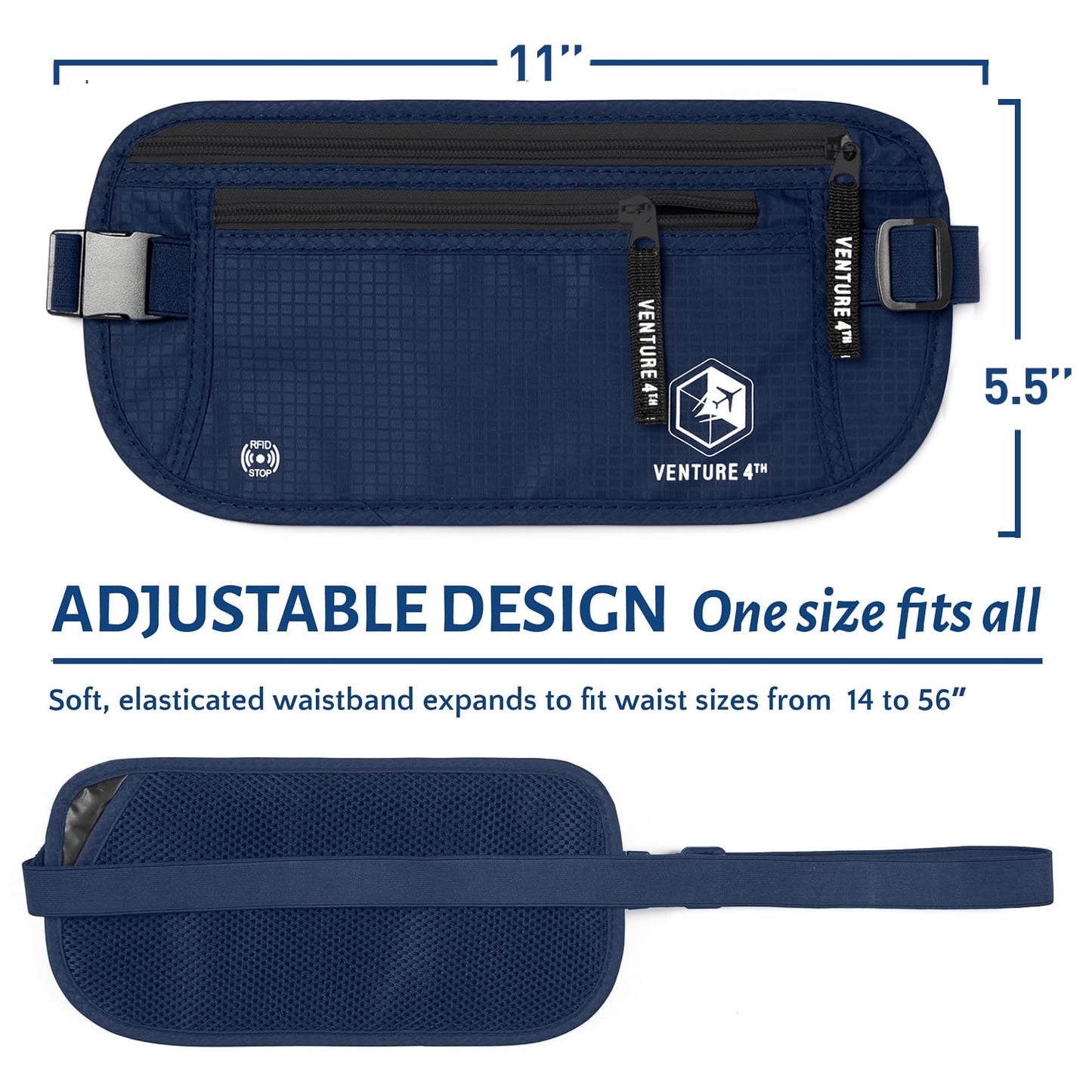 VENTURE 4TH Travel Money Belt - RFID Blocking (Gray)