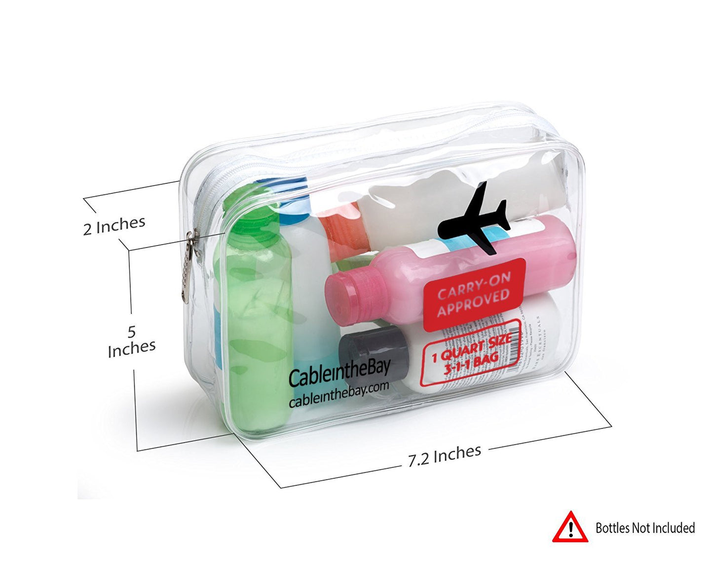 TSA Approved Clear Travel Toiletry Bag-Quart Sized with Zipper-Airport Airline Compliant Bag/Bottles-Men's/Women's 3-1-1 Kit+Travel (3 PACK)